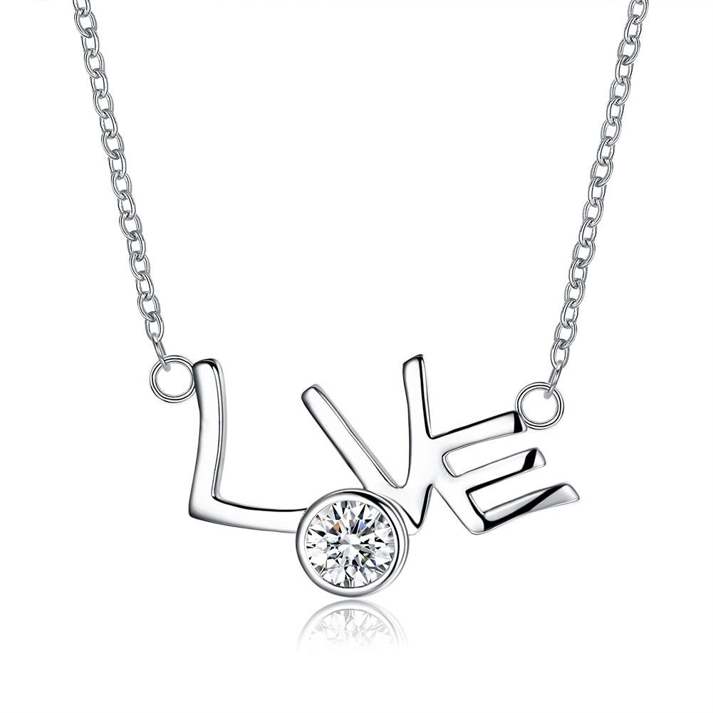 Elegant 925 Sterling Silver Filled Heart CZ Love Pendant Woman Necklace N-A593