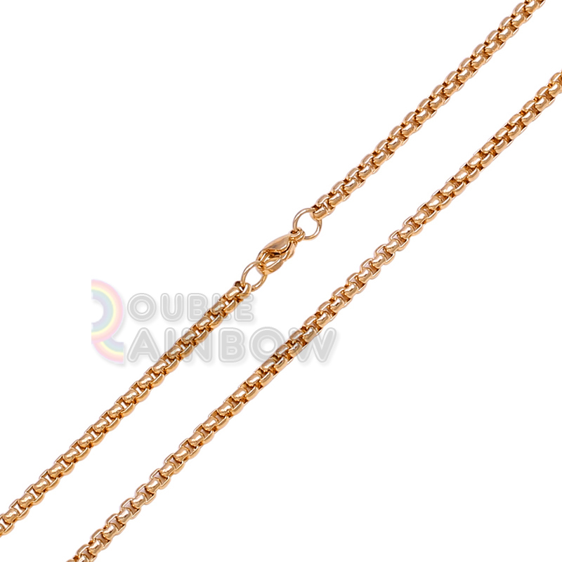 C07 16-36″Men Women stainless steel Gold 3.5mm Rolo Box Necklace Chain link