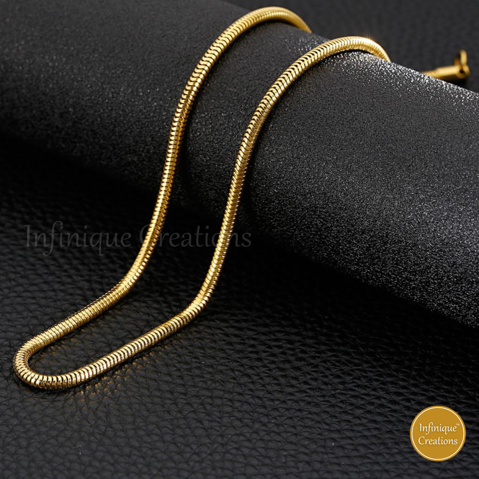 Stainless Steel Round Snake Chain 18K Gold Plated 16-30″ Men Women Necklace