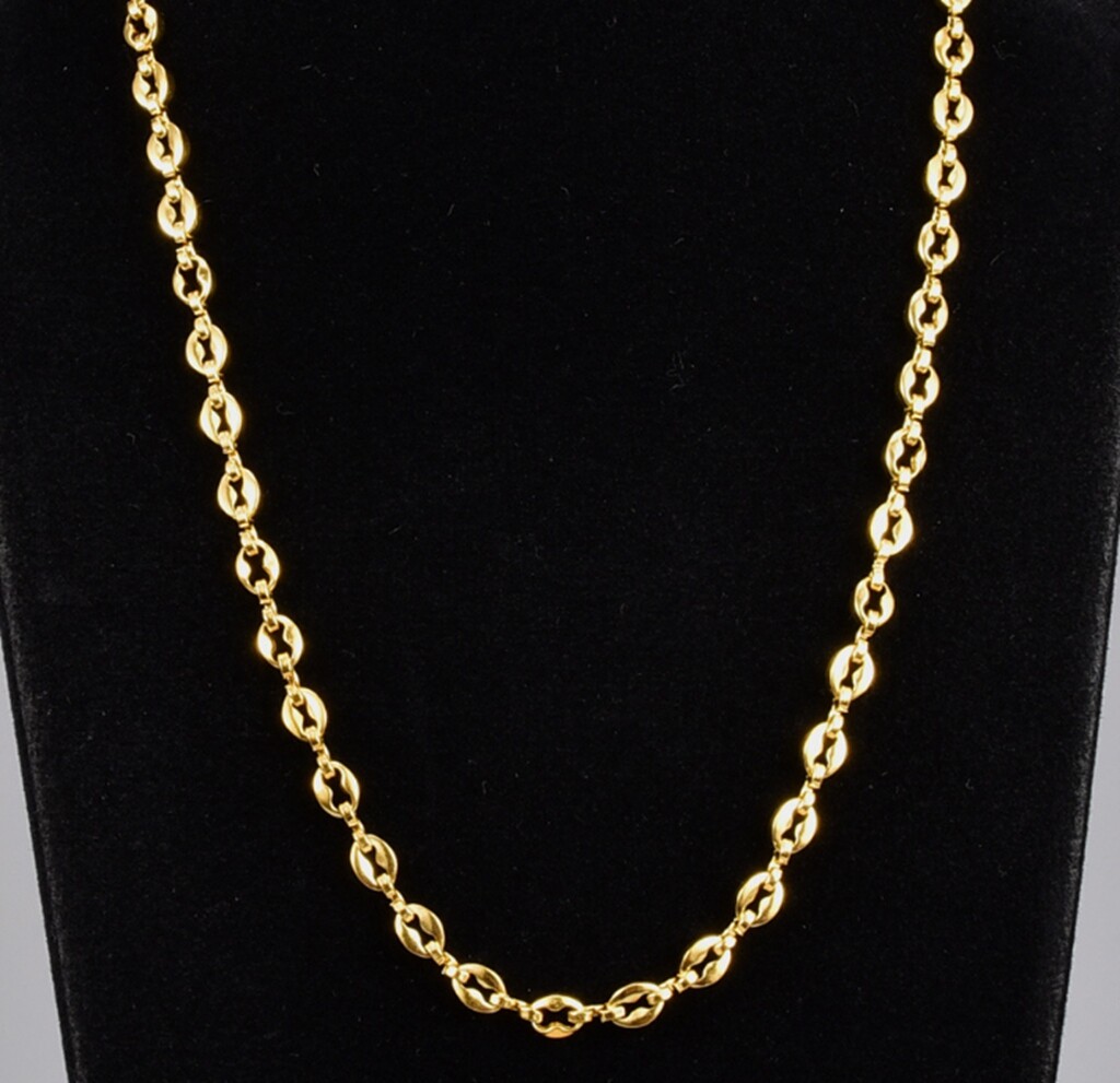 Hip Hop Women Gold Plated Titanium Stainless Steel Coffee Bean Necklace 17-18″