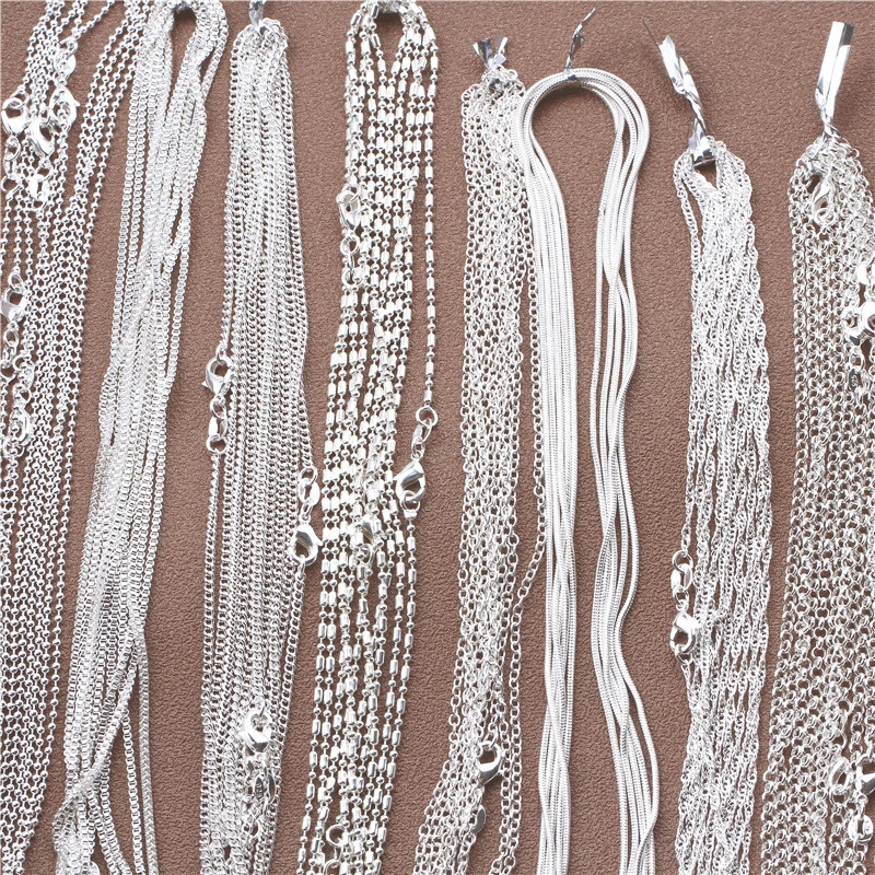 925 Sterling Silver Necklace Rolo Figaro Chain 16-30 Inch Women Jewelry