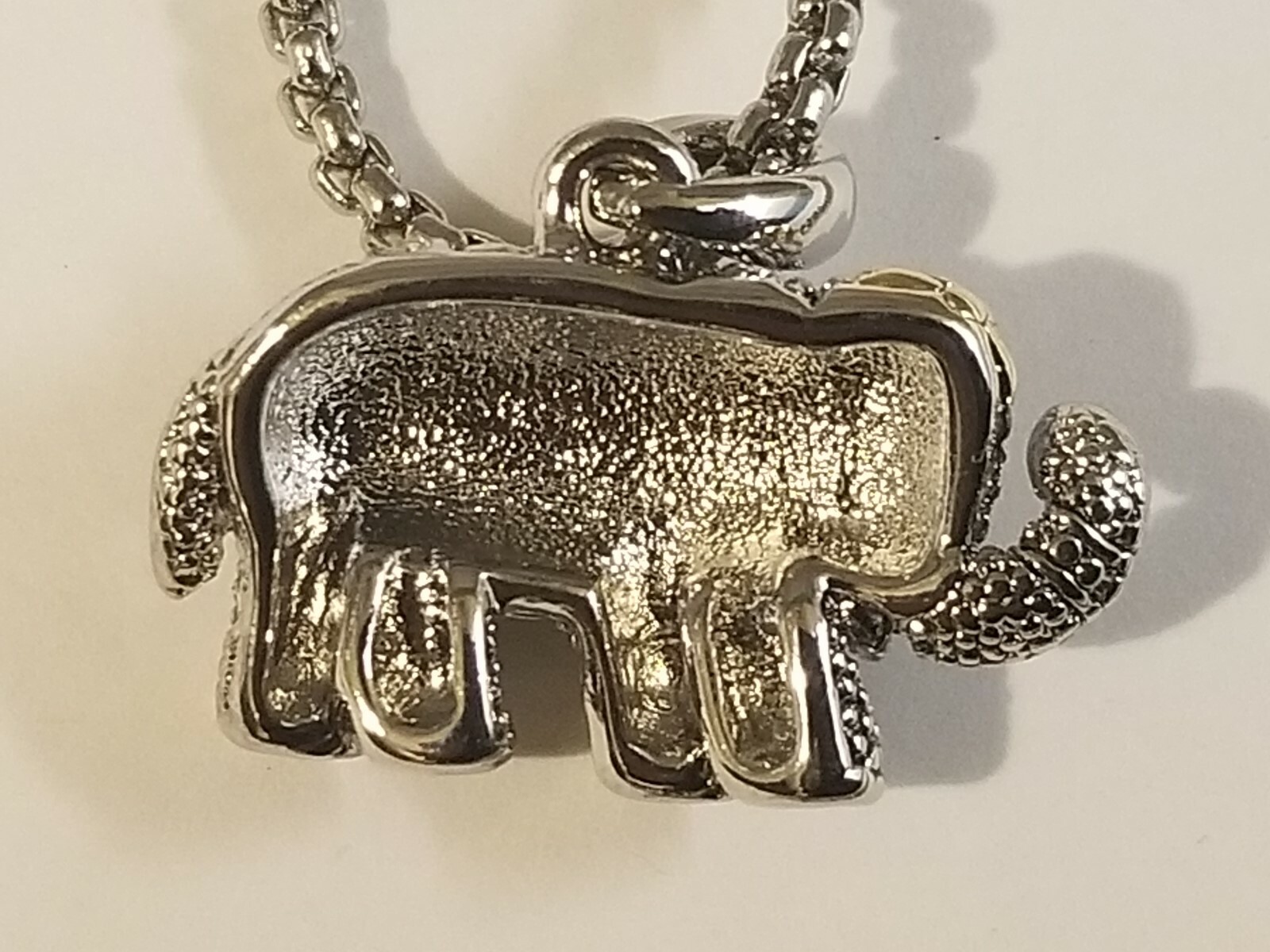 “Elephant” Necklace 14k White & Yellow Gold Overlay