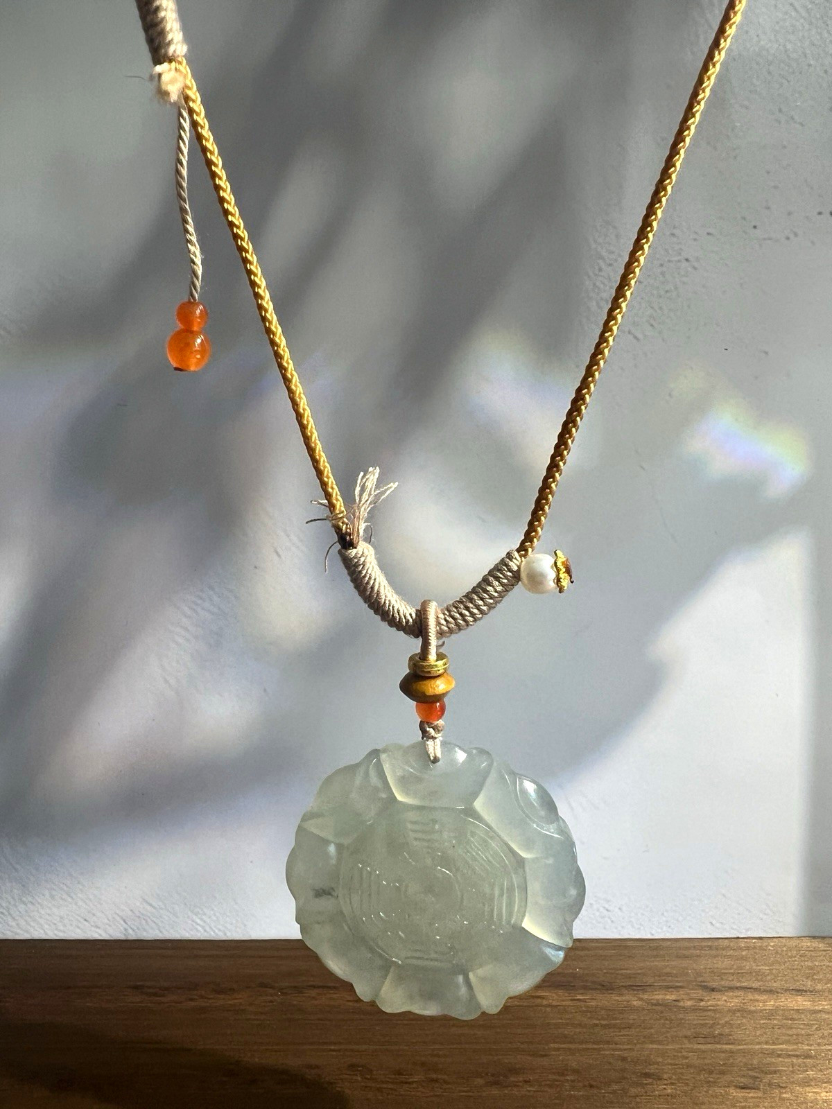 Natural sleeve jade bagua hand-woven necklace
