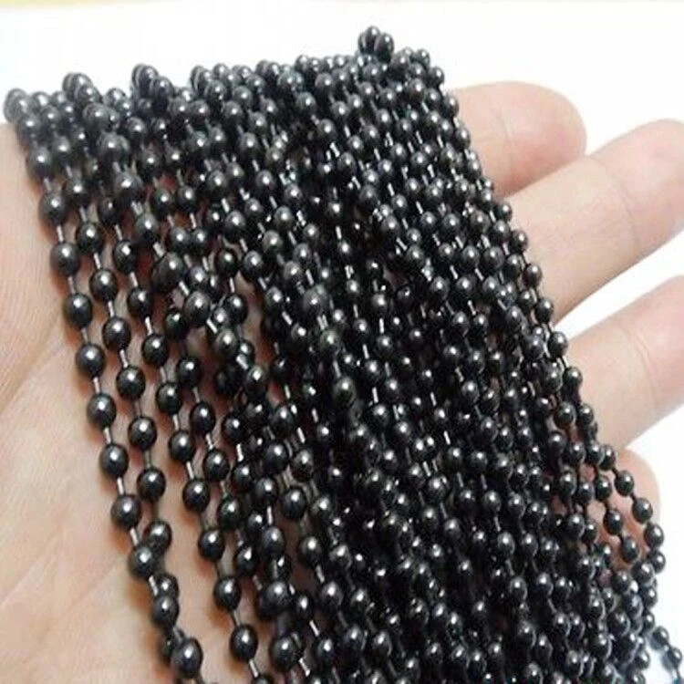 Men’s 1.5mm-10mm Black Stainless Steel Ball Beads Chain in Bulk Sale DIY Jewelry