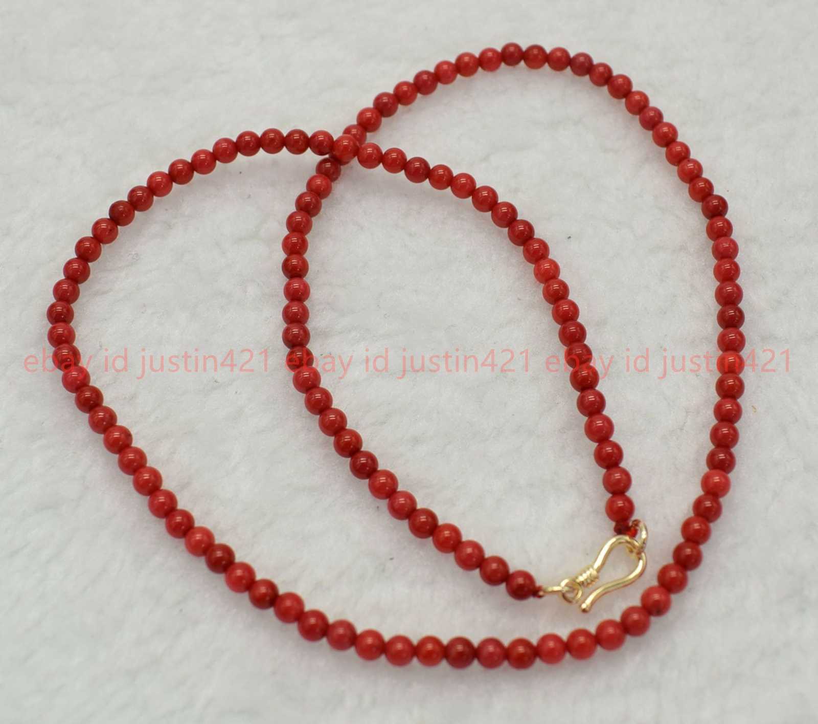 AAA+ Genuine Natural 4mm Red Coral Round Beads Necklace 16-28″