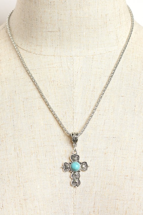 Women’s Fashion Jewelry Vintage Turquoise Tibetan Silver Chain Pendant Necklace