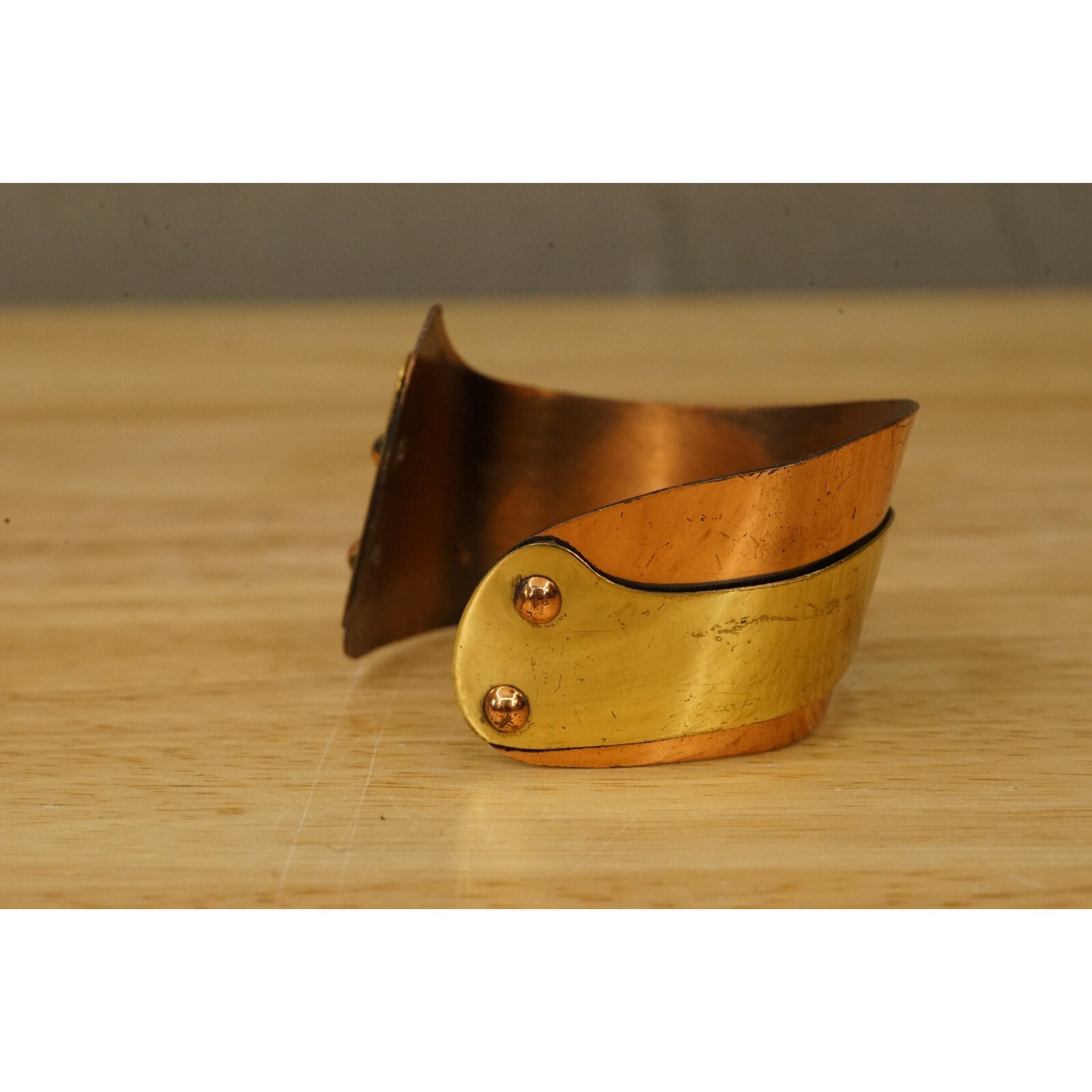 Vintage Hand Crafted Estate Jewelry Solid Copper Cuff Bracelet Mid Century Moder