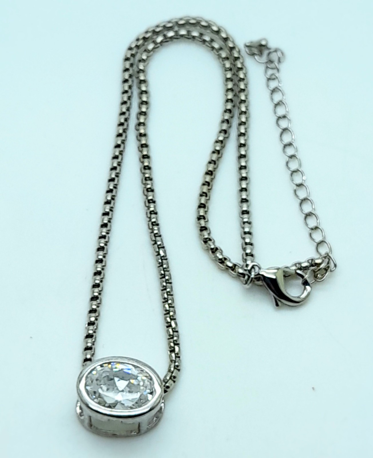 simple oval shape 17mm clear Cubic Zircon Pendant Women Chain Necklace Jewelry