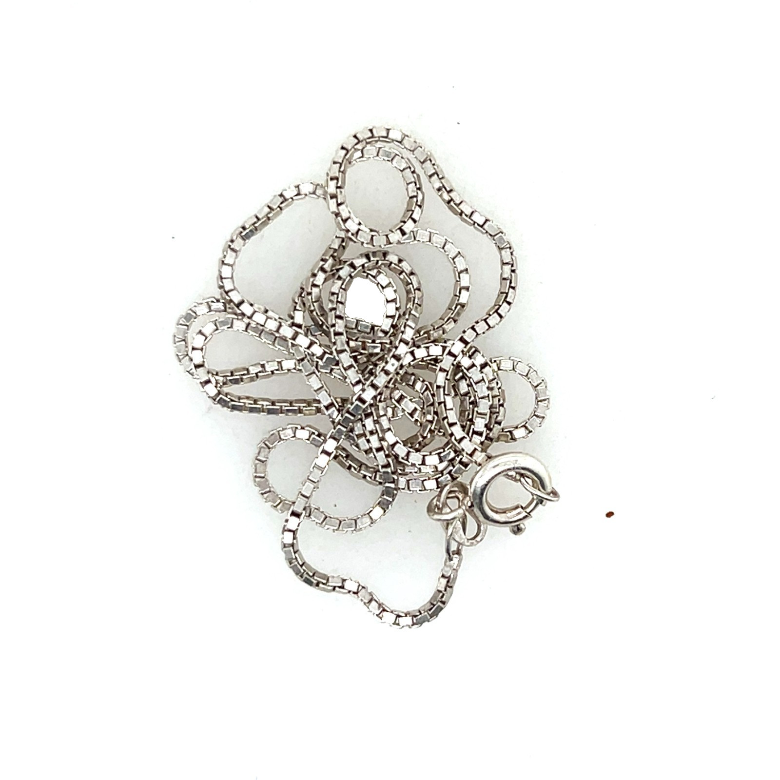 Sterling Silver Venetian Box Chain Necklace – 46cm – 3.25g – Stamped 925
