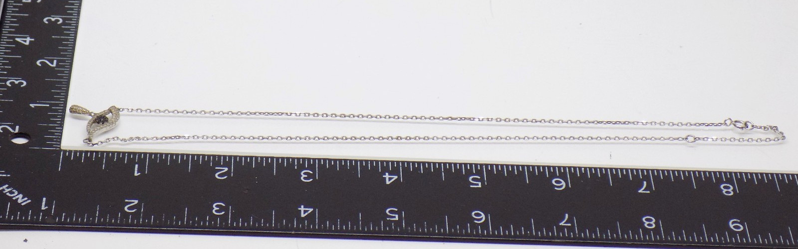 SNJ Eye of Horus 925 Sterling Silver Black & White CZ Pendant 18″ Necklace