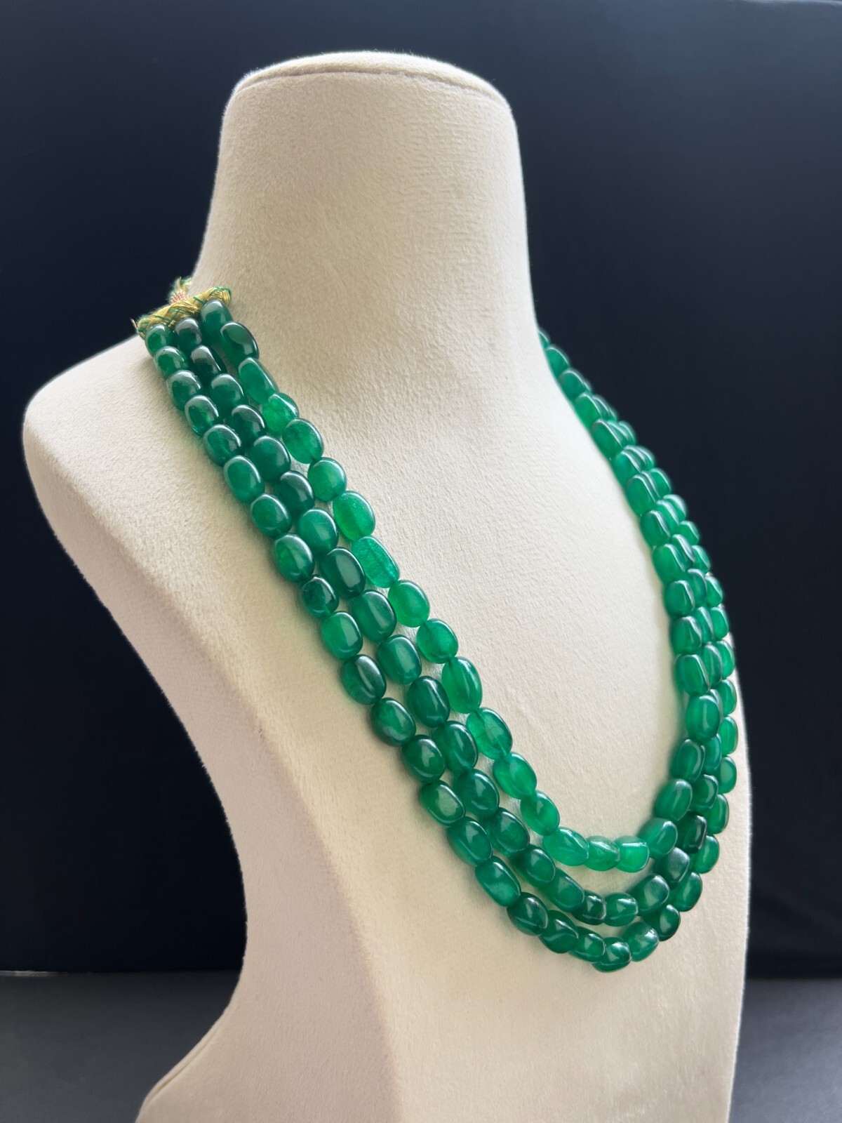 Natural Beryal oval 3 Layer Heishi Beads Necklace 18″ Handmade Layered Jewelry