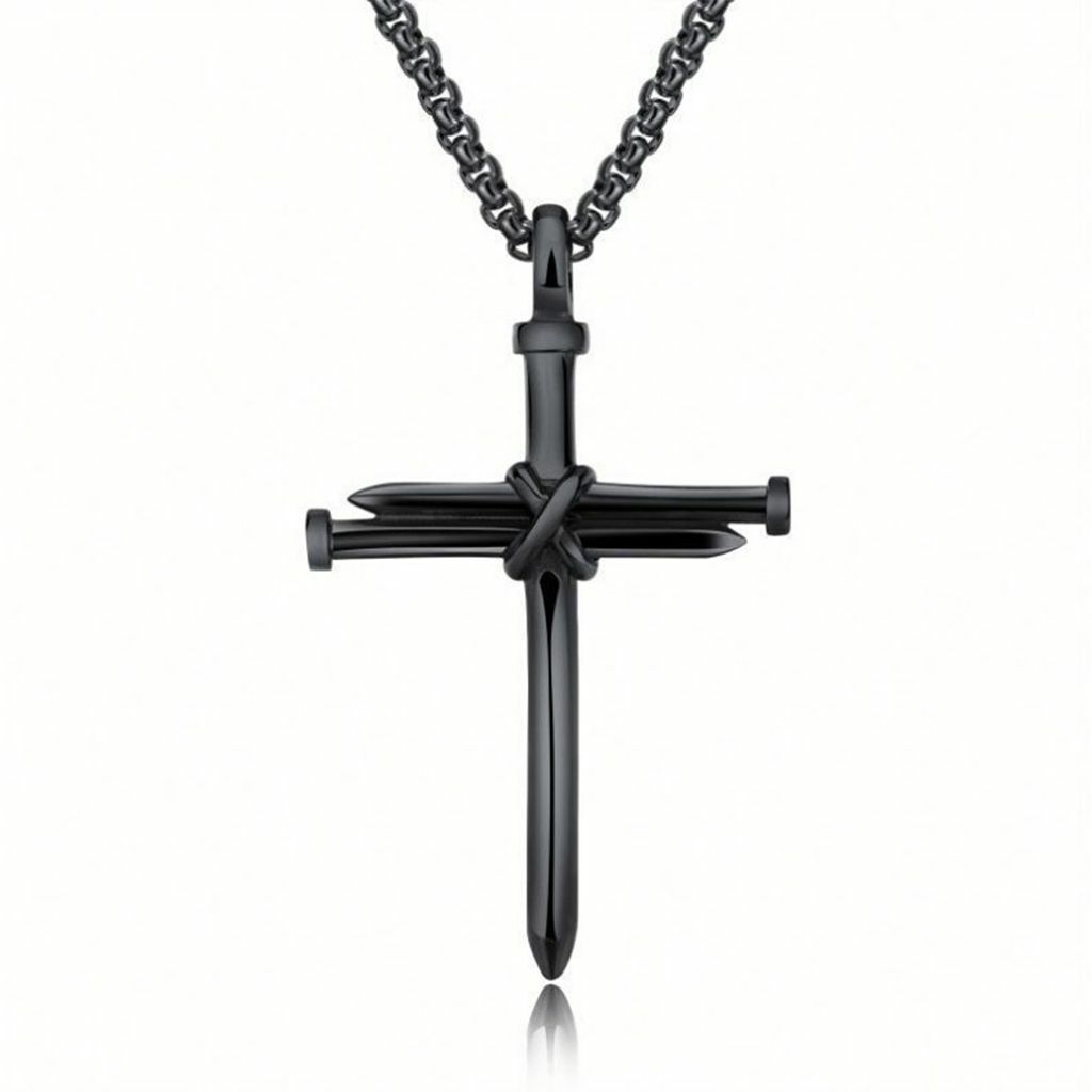 Stainless Steel Male Jesus Christ Nail Cross Crucifix Pendant Necklace Chain USA