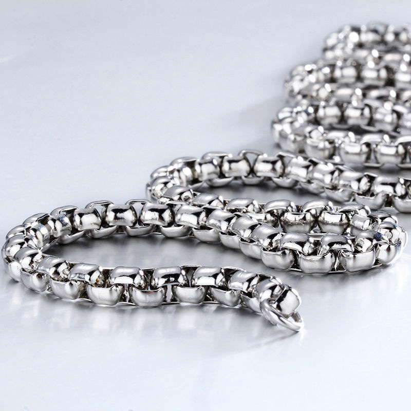 Silver Tone Rolo Box Chain Stainless Steel Necklace 1/2/3/4/5/7MM For Men Women