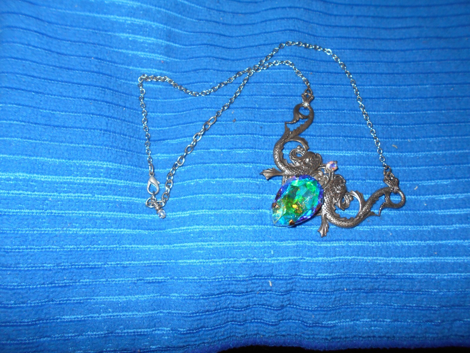 Decorate Gem stone Costume Jewelry with 9″ chain and claw hook excellent