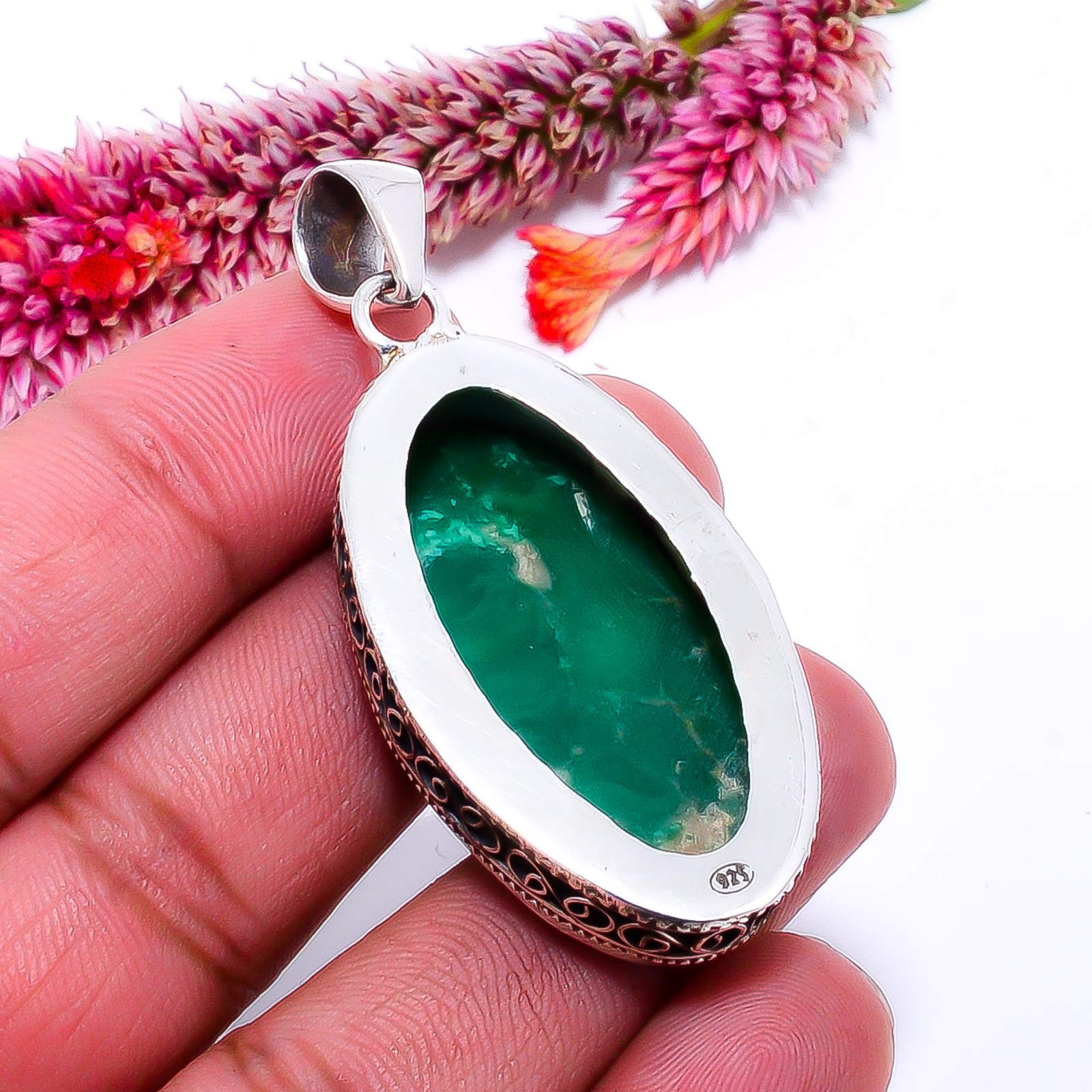 Variscite – Green Turquoise Fine Art 925 Sterling Silver Pendant 2.15″ P64114387