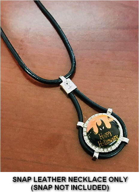 Snaps Jewelry Necklace Black Leather Halo Rhinestone Fits18-20mm Ginger Charms