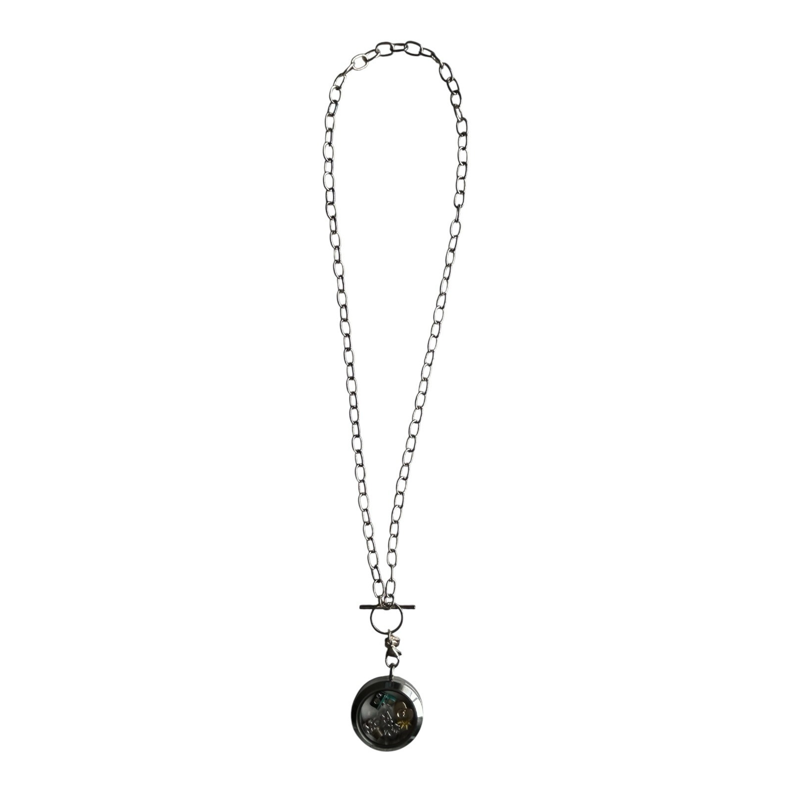 Origami Owl Floating Locket Necklace Charms Silver-Tone Toggle 24″