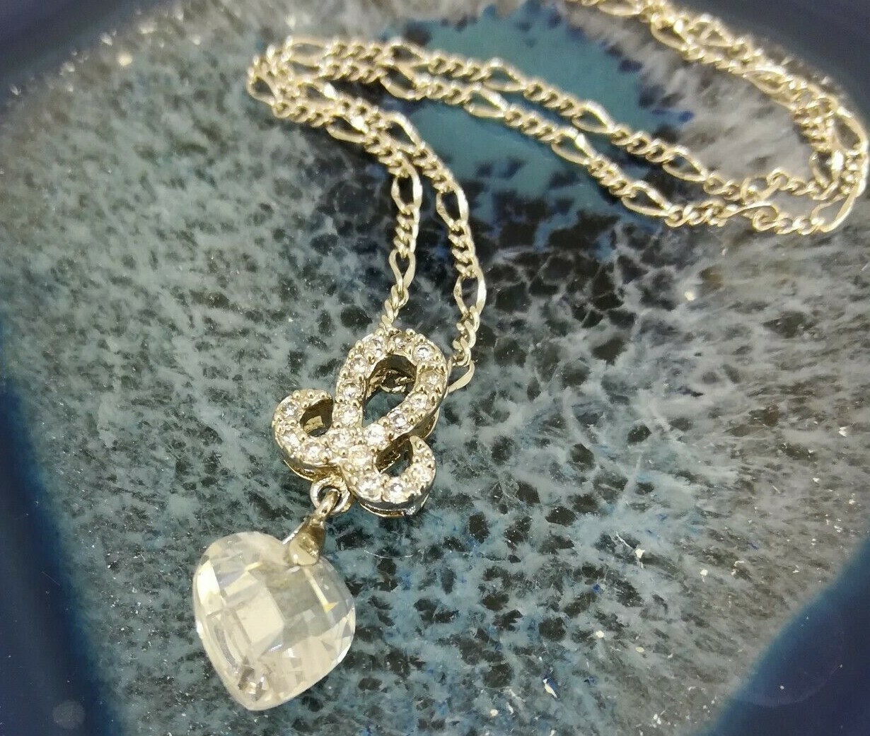 Elegant 925 Sterling Silver SF Heart CZ Pendant Necklace Gift Woman N-A857