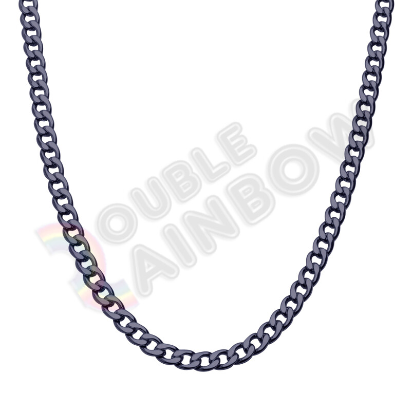 Men’s Women’s Stainless Steel Necklace Black Plated Cuban 3-12mm Chain 18-36″