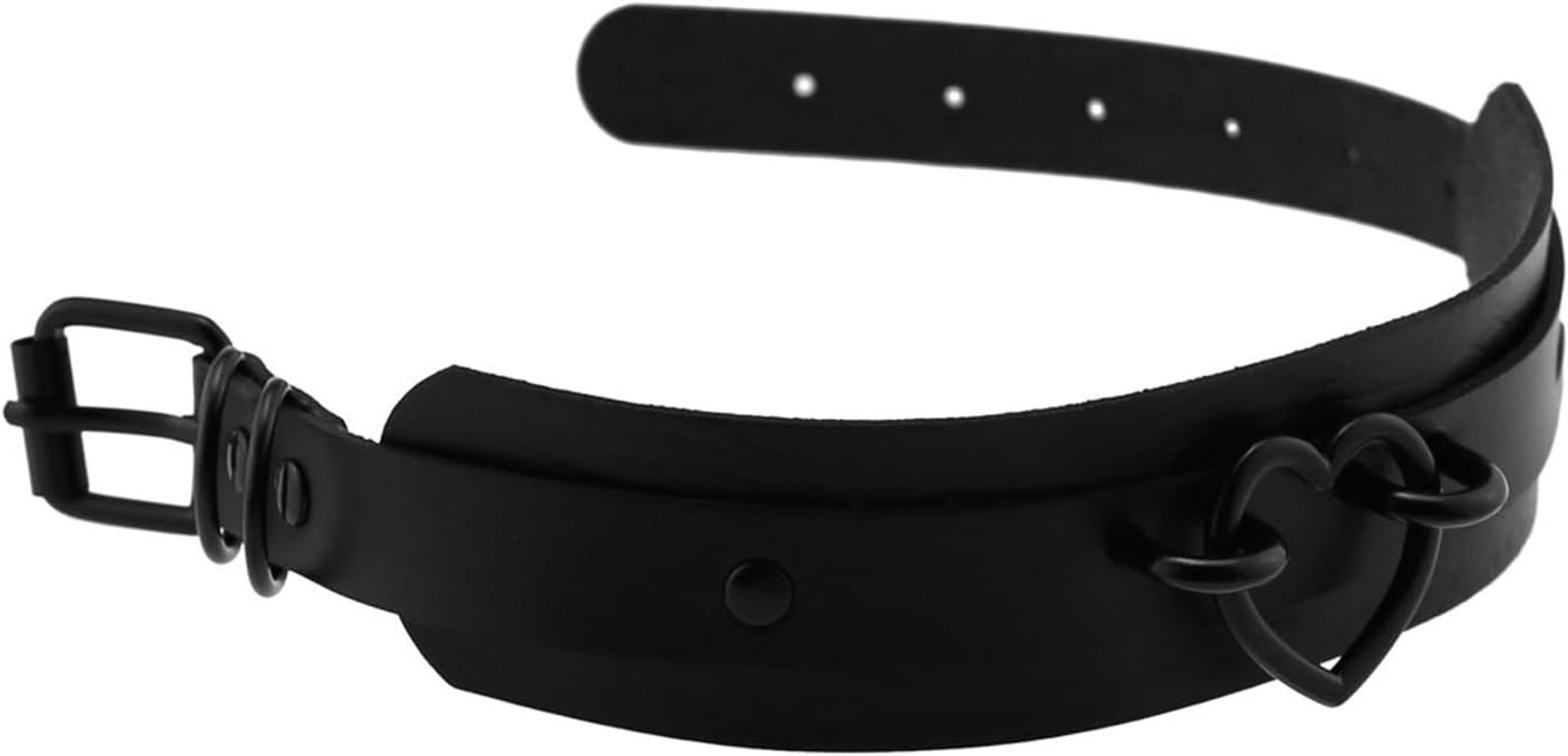 Black Heart Choker Collar for Women, PU Leather Goth Necklace Body Chain Set for