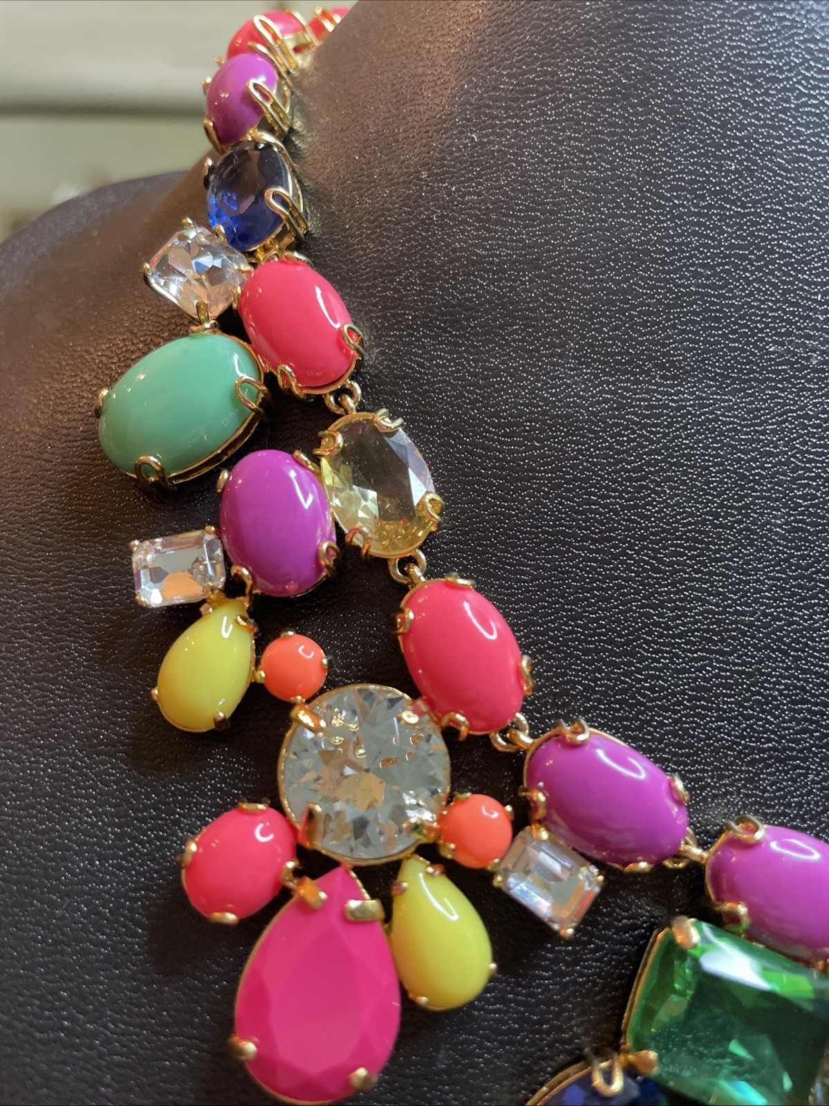 J Crew Bright Color Candy Rainbow Glass And Acrylic Statement Necklace