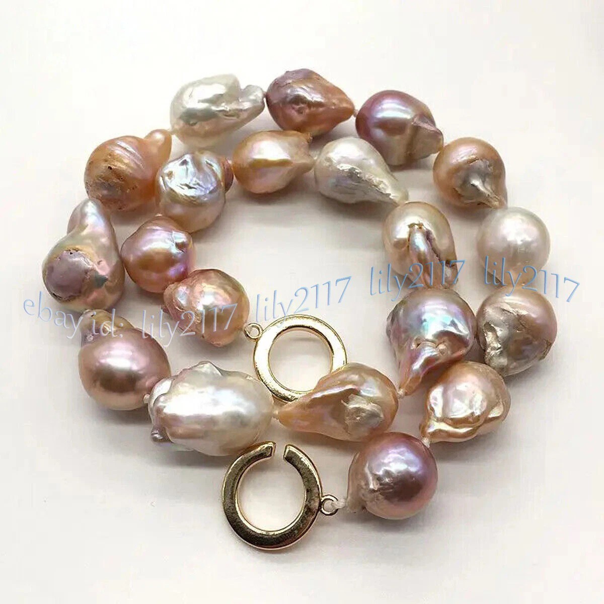 Huge 15-25mm Natural White Pink Purple South Sea Keshi Baroque Pearl Necklace