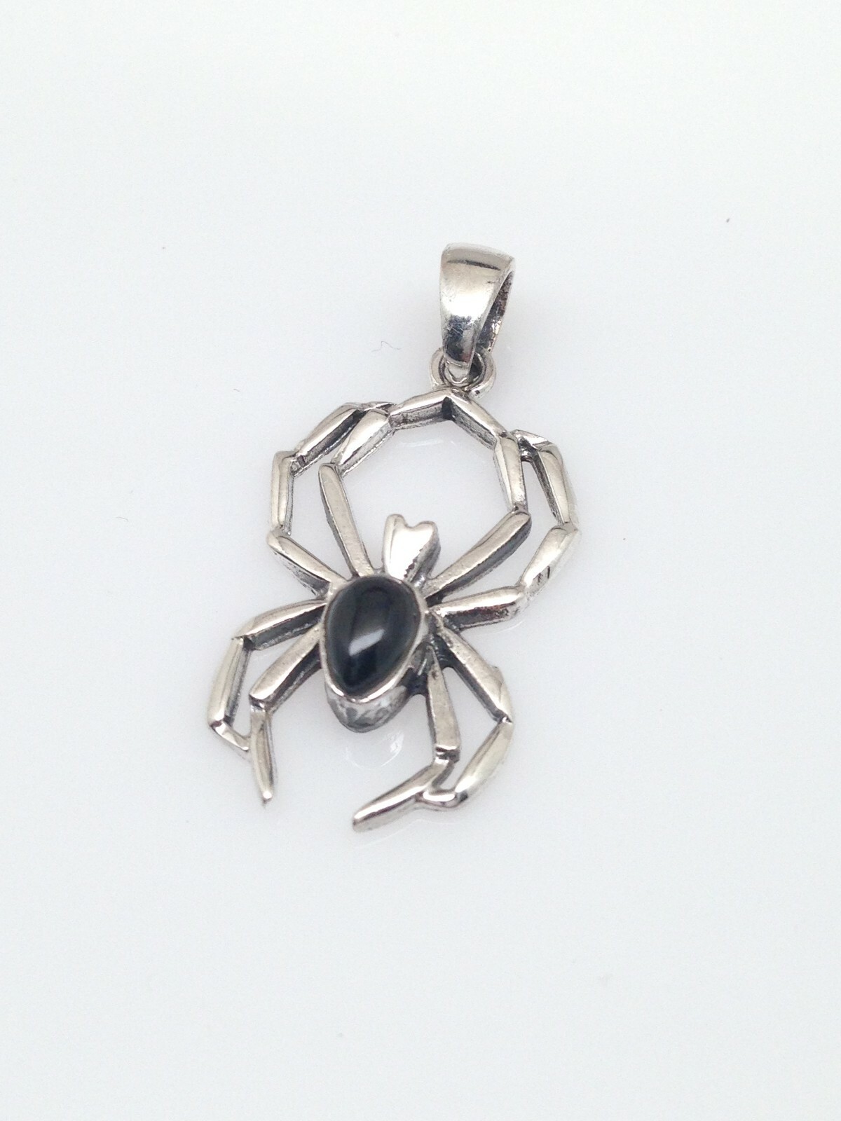 925 Sterling Silver Black Onyx Spider Pendant for necklace 22mm(0.87″)/31mm