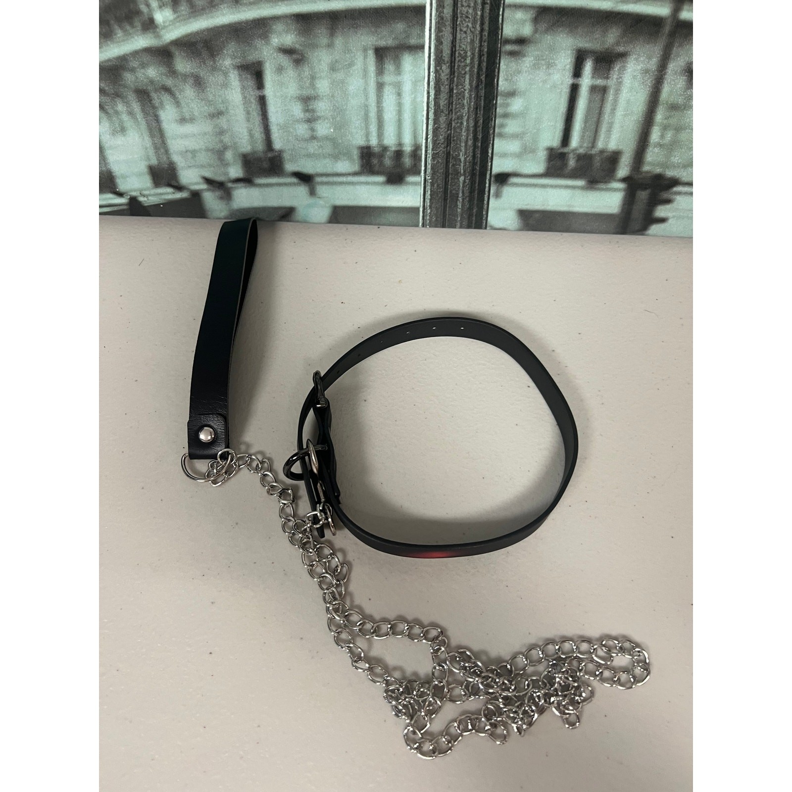 Gothic Thermochromic Faux Leather Choker with Detachable Leash