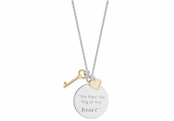 925 Sterling Silver ” You Have The Key To My Heart ” Pendant Necklace 18″ – Gift