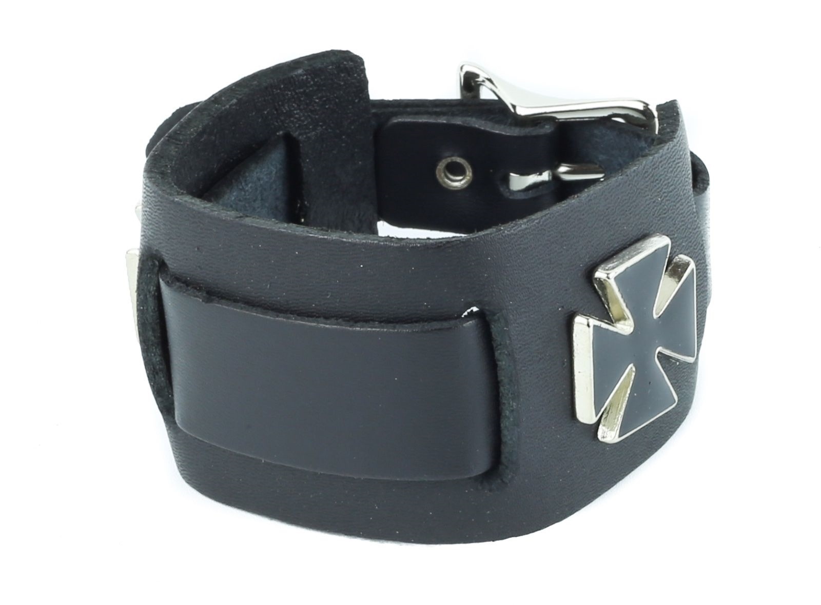 Leather Watch Band Iron Cross German Bikers Bracelet Punk Rockers Goth Kids