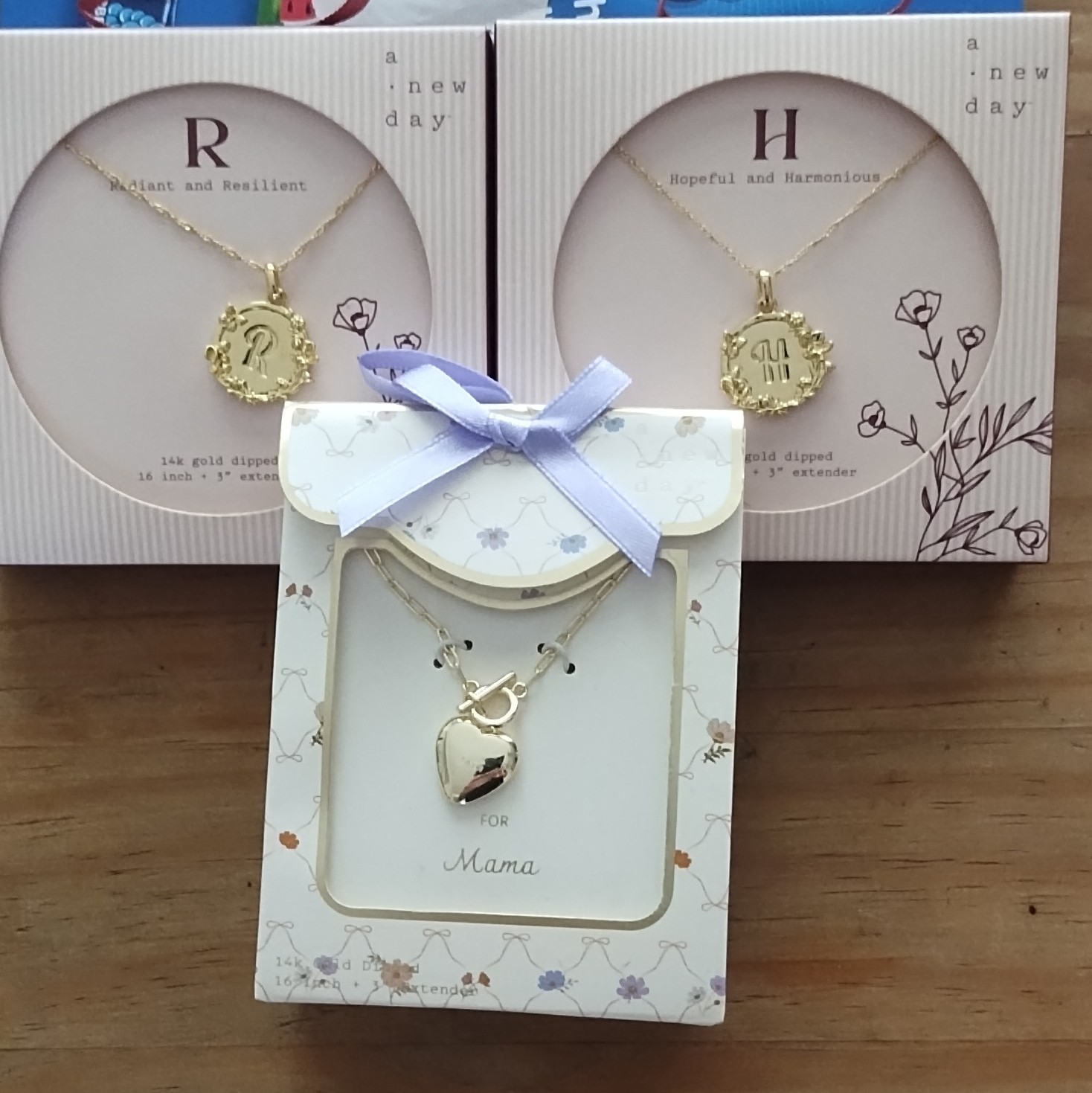 A New Day 14k Gold Dipped Initial Pendant & Heart Charm Necklaces(4) Total NEW!