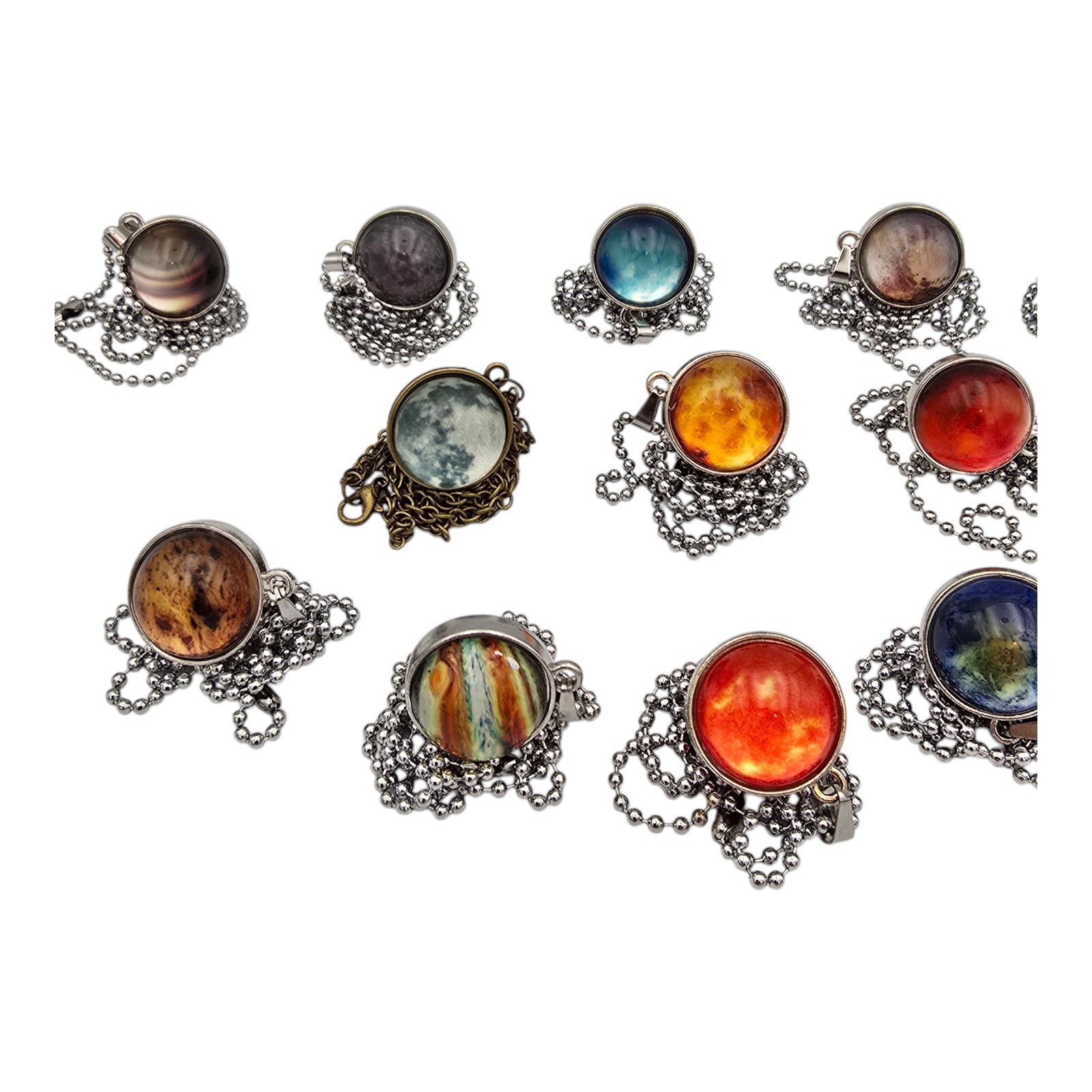 Solar System Planet Necklace Glass Dome Pendant Galaxy Astronomy Moon Science