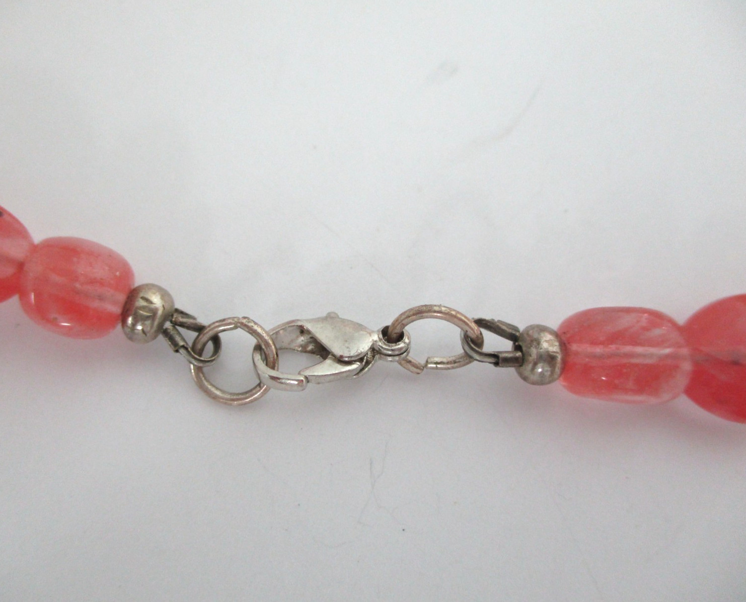Pink CHERRY Quartz  Faceted Beaded  Necklace  Pink  24″