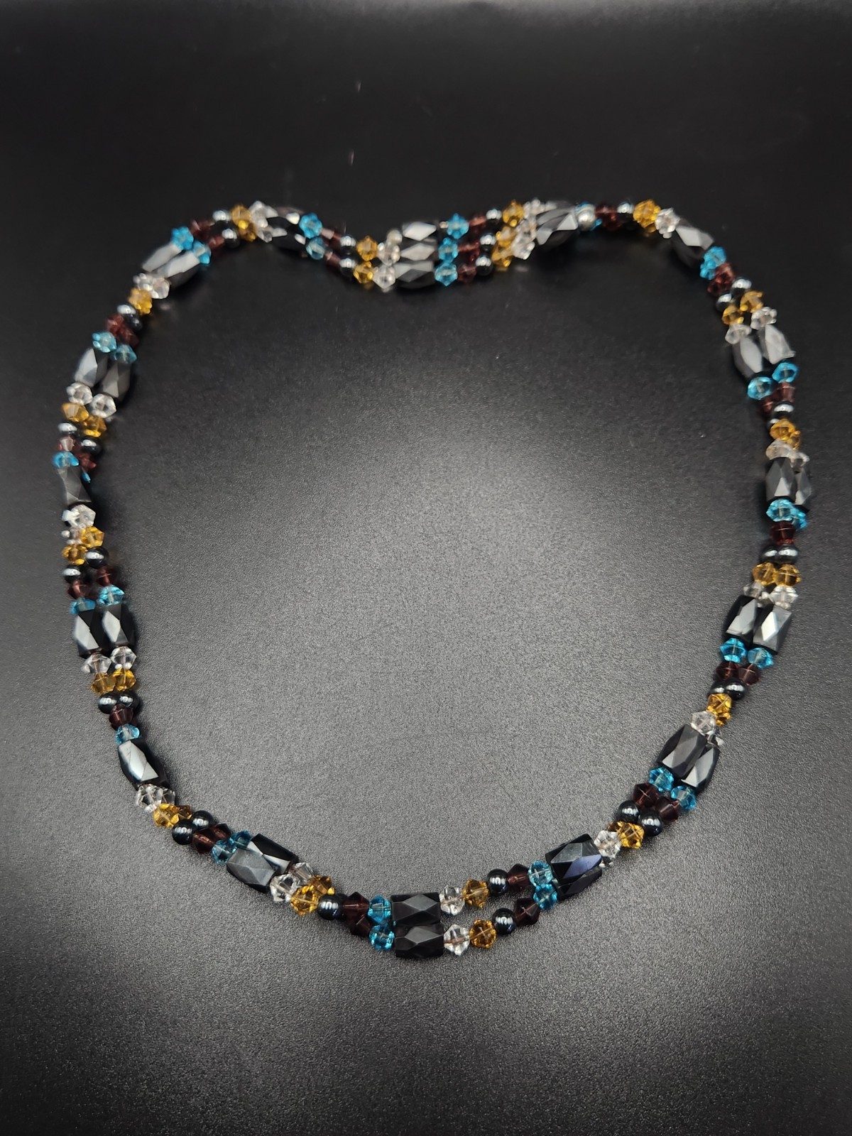 #0252 – Magnetic Hematite Beaded Wrap Necklace Bracelet Convertible 36″ 40g…
