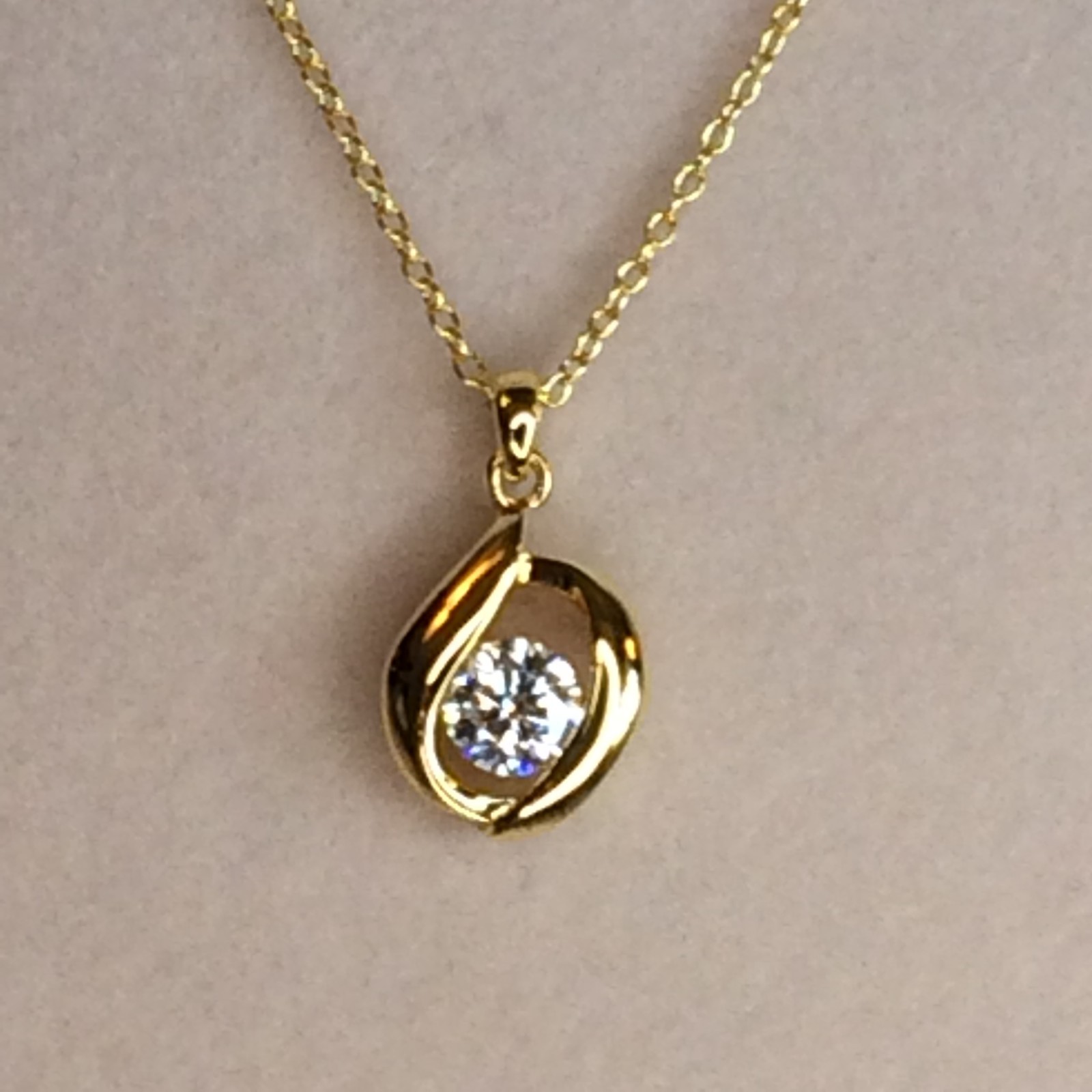 Moissanite 14k Yellow Gold Over Silver Solitaire Pendant .60ct DEW NEW