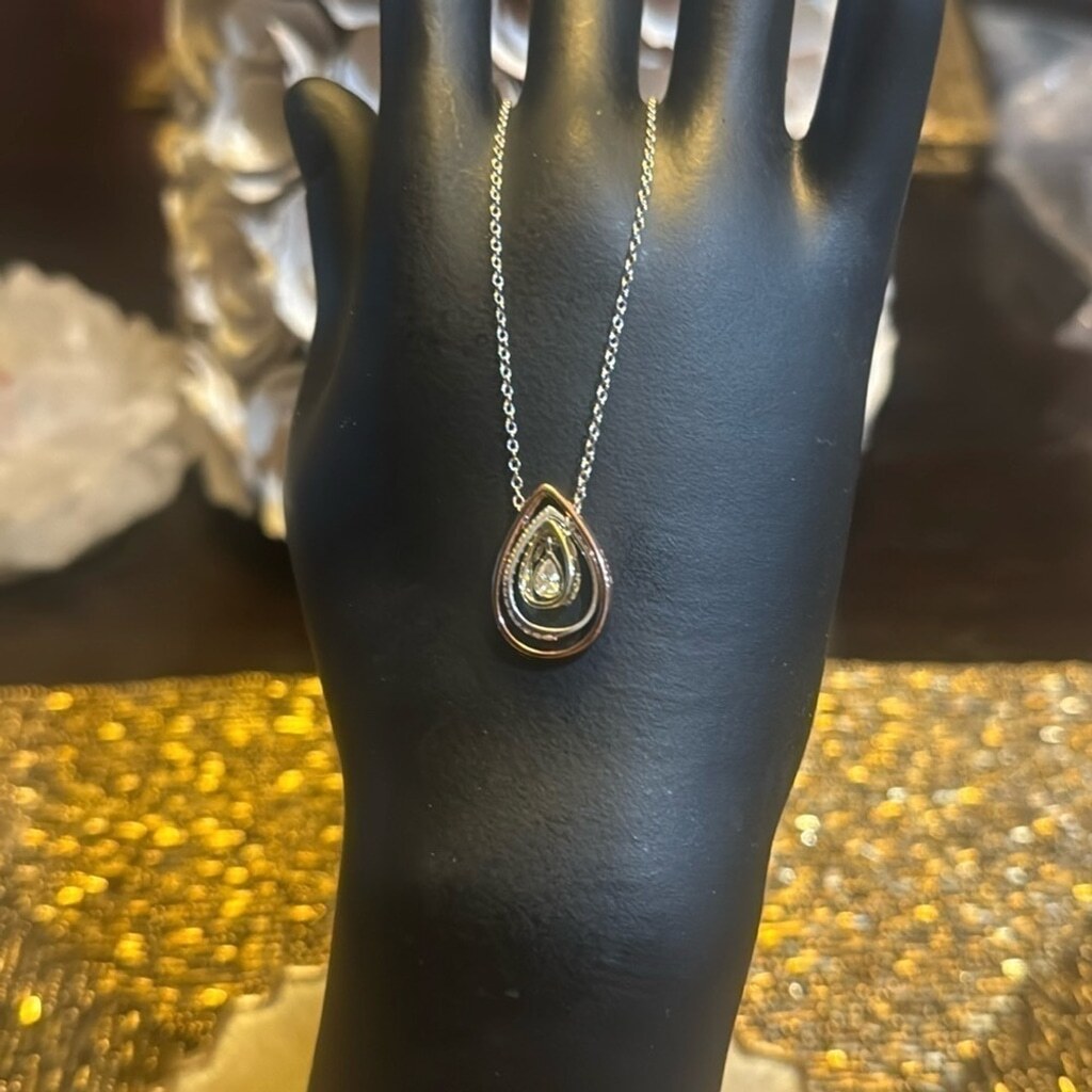 NEW fine jewelry Live Love and Hope tri color floating necklace