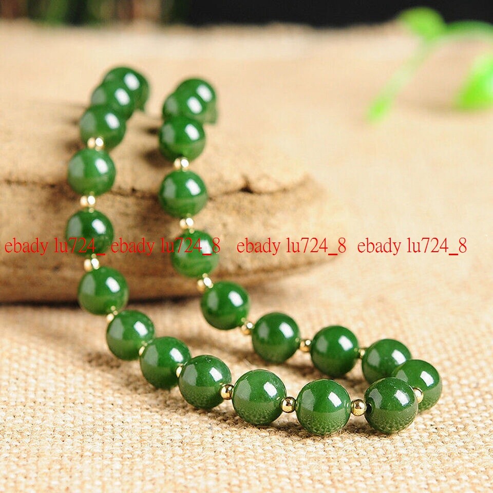 Beautiful Natural 8mm Green Jade Round Gemstone Beads Necklaces 16-36inches
