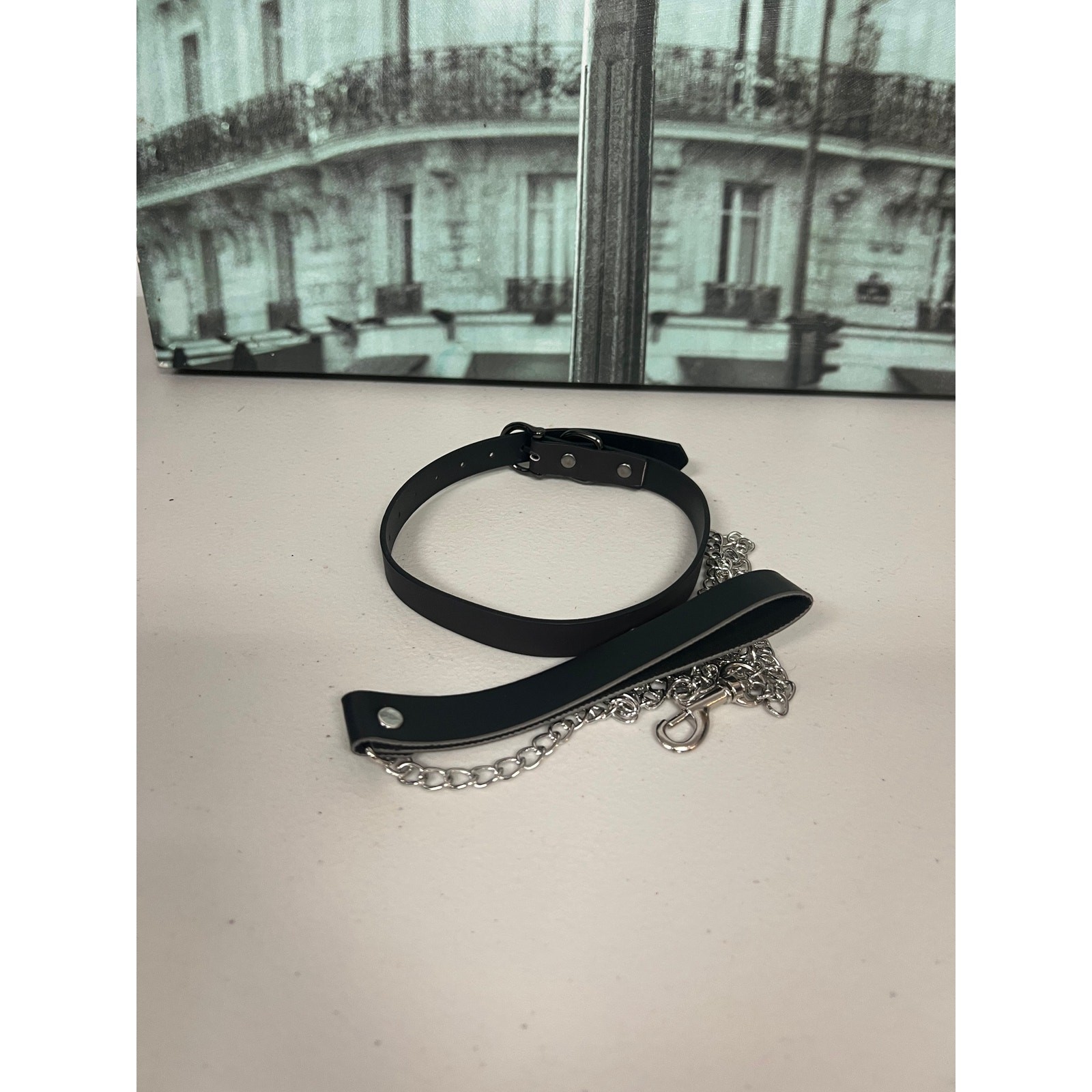 Gothic Thermochromic Faux Leather Choker with Detachable Leash