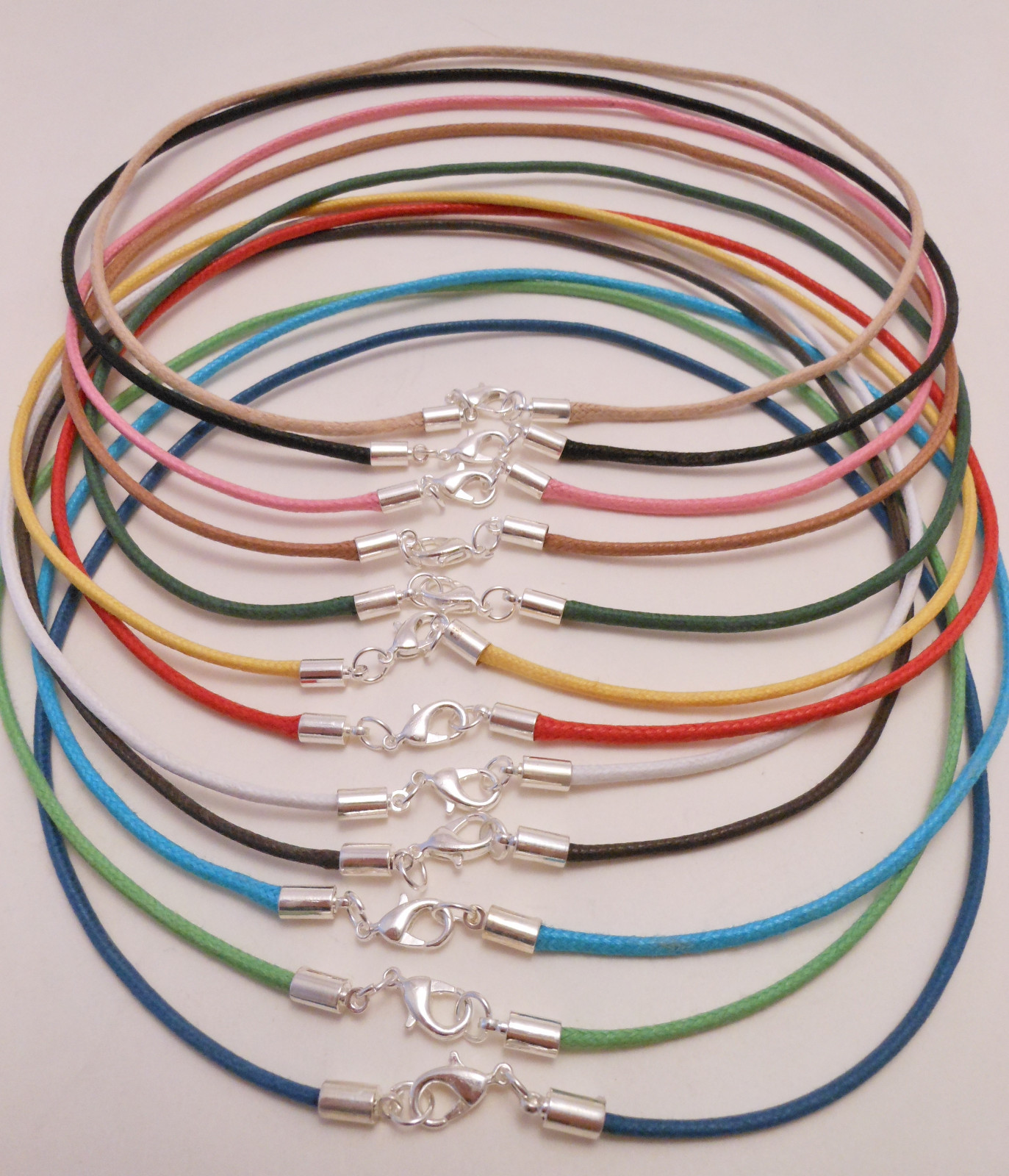 Surfer Choker Necklaces with Silver Lobster Clasp – 2mm Cotton Cord -Made in USA