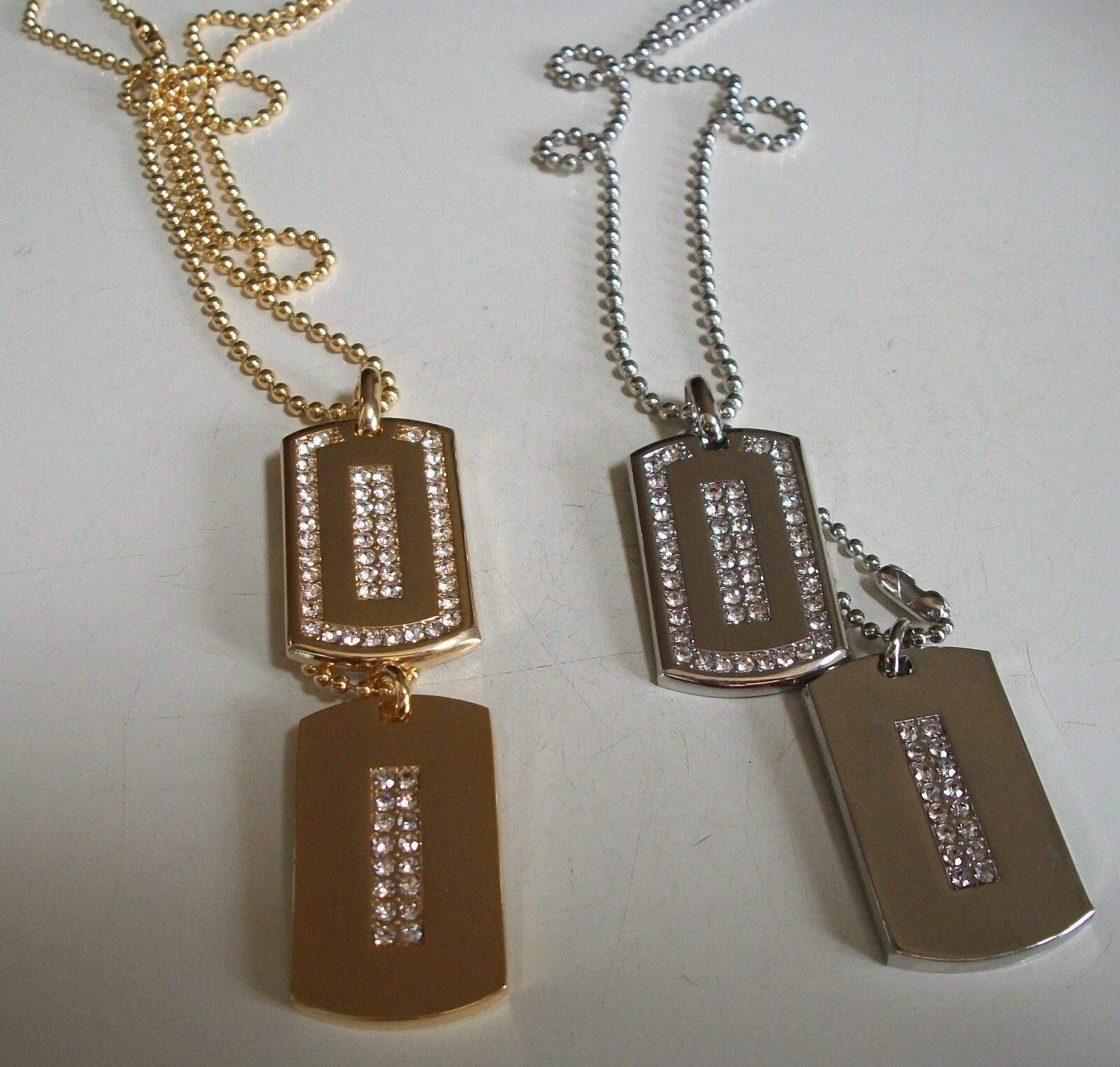 MEN’S FASHION SILVER & GOLD PLATED FASHION HIP HOP DOUBLE DOG TAG & CHAIN