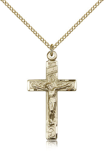 Gold Filled Crucifix Pendant For Women On 18 Chain – 30 Day Money Back Guara…