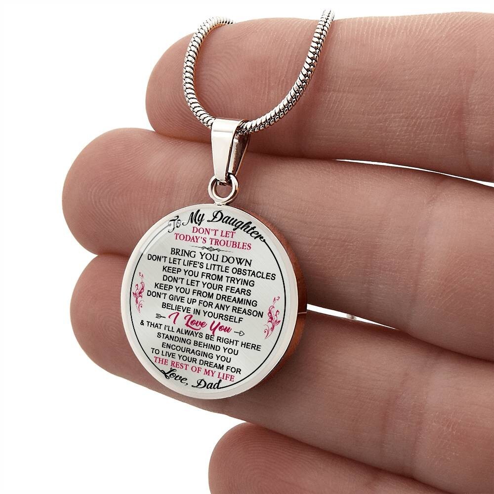 Daughter Gift from Mom, Dad Circle Necklace – Birthday Gift with Joyful Keepsake