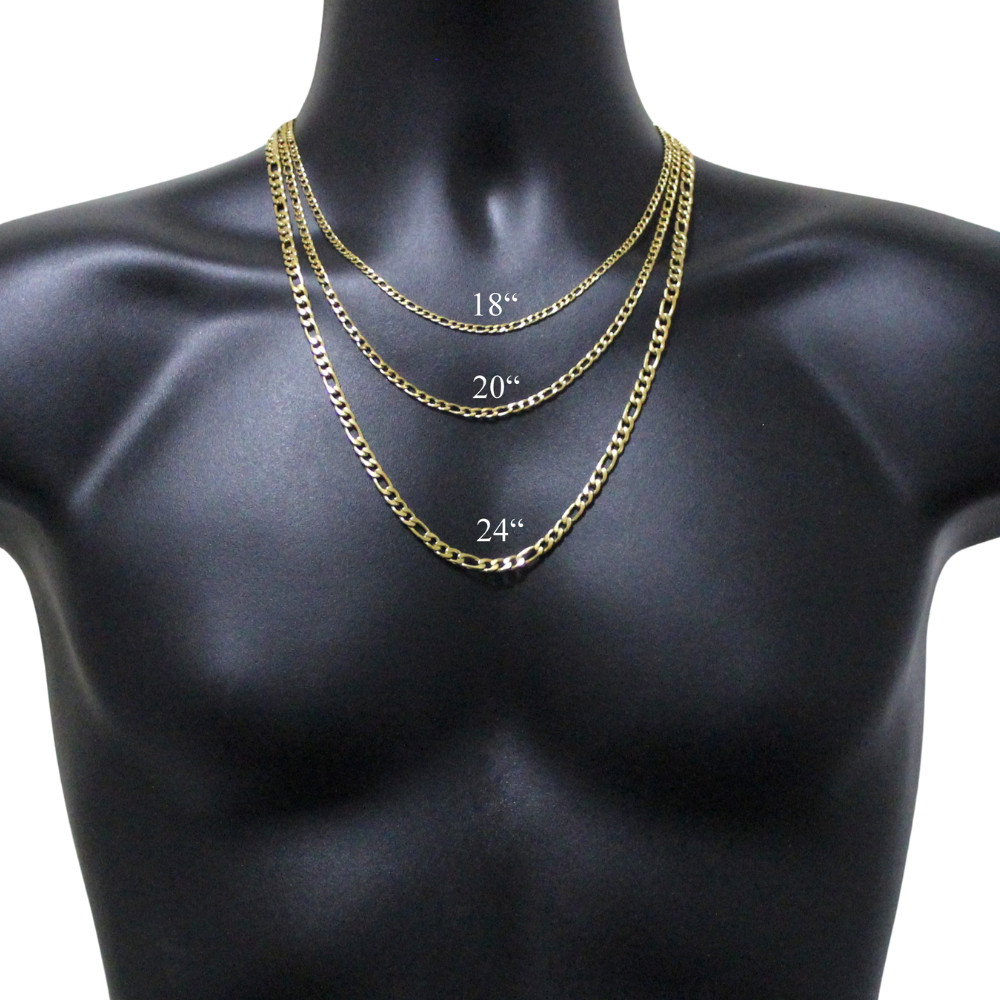 Gold Plated Stainless Steel Figaro Chain 16″- 30″ Men Women Necklace 3-12mm