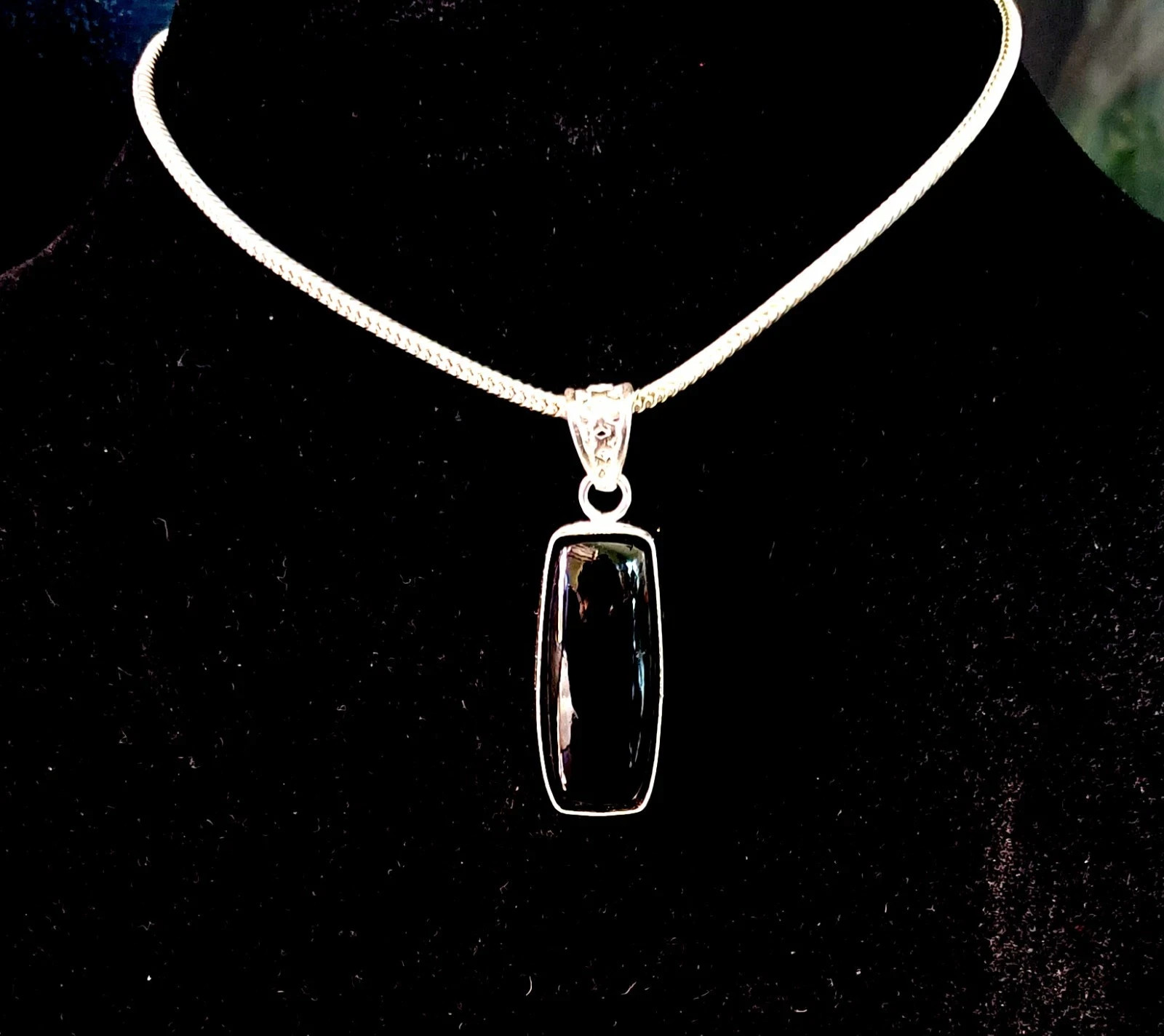 42.35 Ct Natural Black Onyx Emerald Cut Sterling Silver Pendant Certified Gems