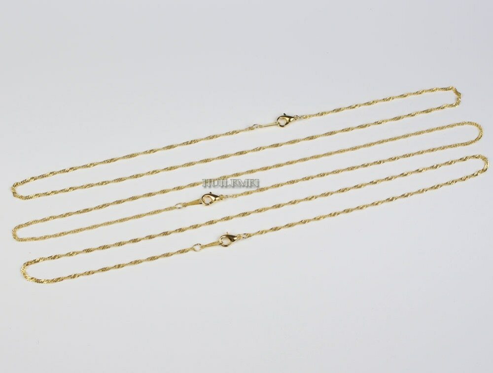 Wholesale Lots 10pcs/lot 2mm Gold Color Water Wave Chain Necklaces 16″-24″