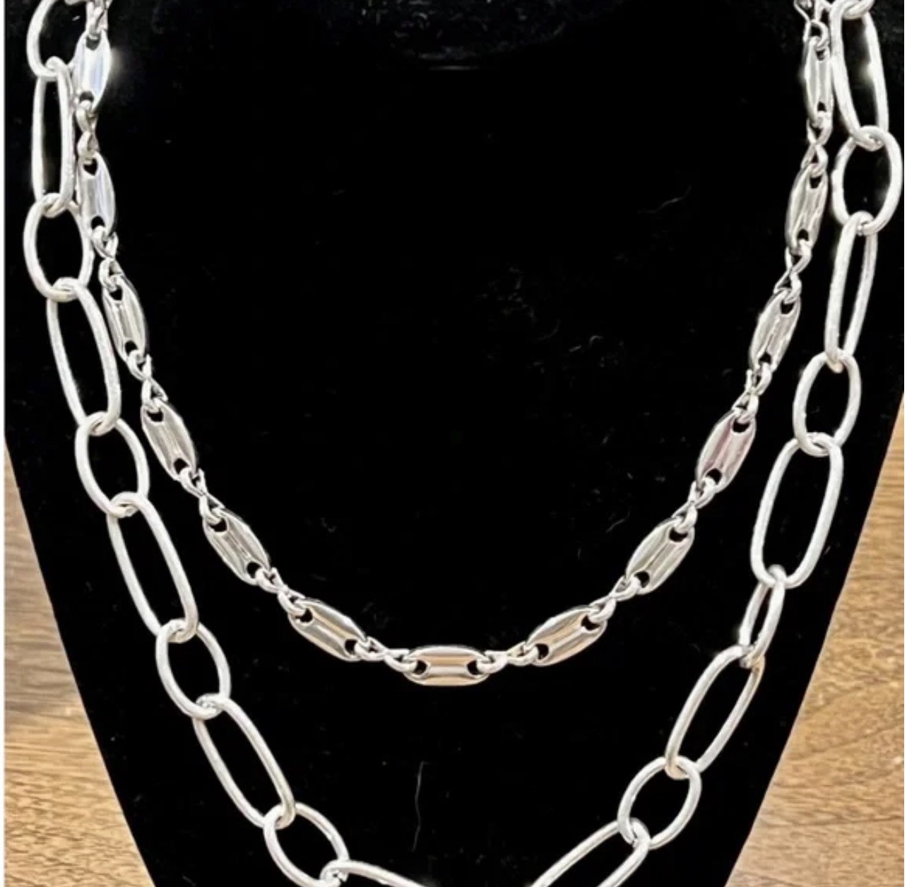 Park Lane Matte Silver Trudy 2 Strand Layering Necklaces BNWT 17” & 20” Extender