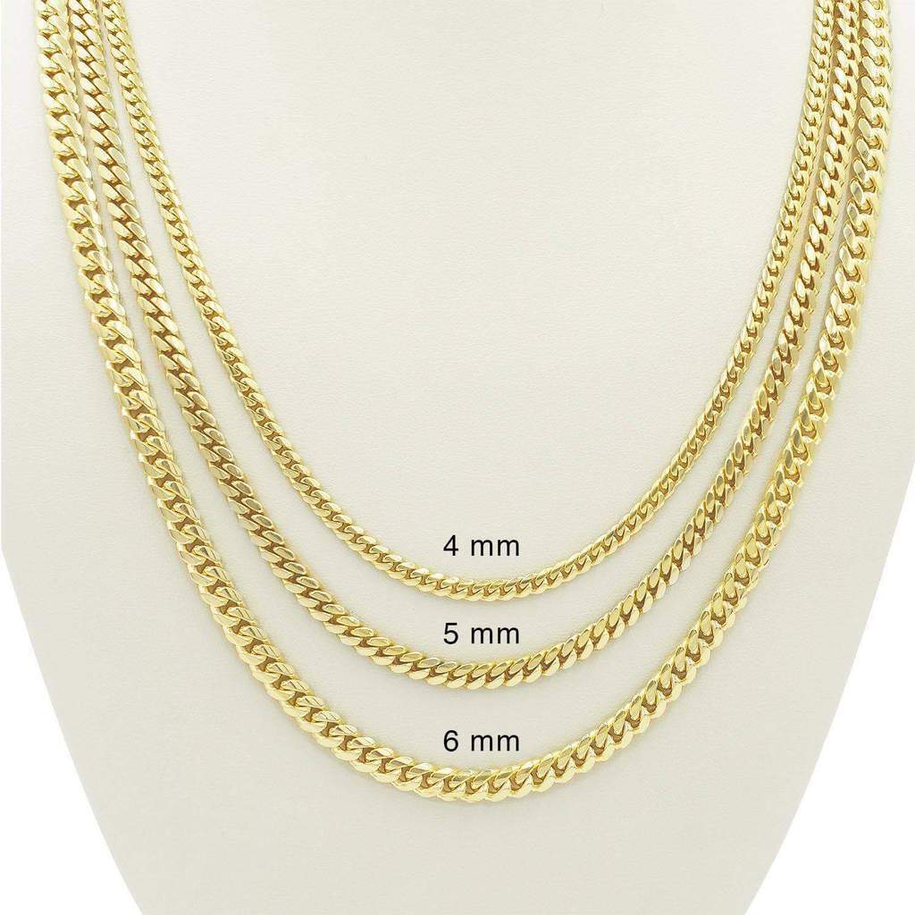 x2 18K Gold over 316L Stainless Steel 5mm Cuban Link Curb Chain Necklaces 18/24