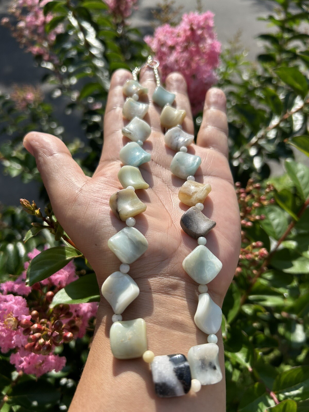 Vintage and beautiful Jade Stone Handmade Necklace with mat earing set on sale