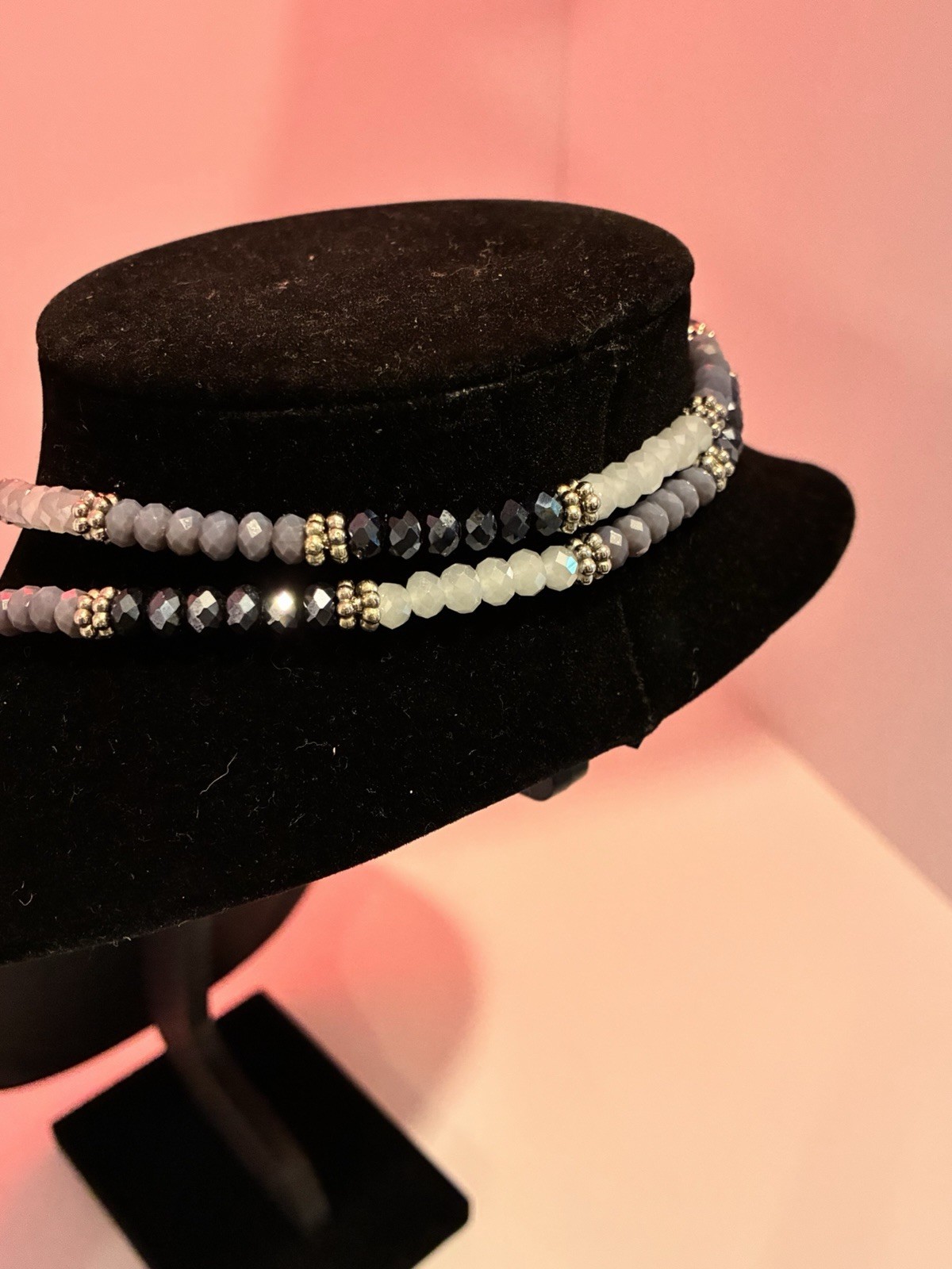 Simply Vera Vera Wang Gray Black Beaded Tassel Lariat Necklace 23″ Drop