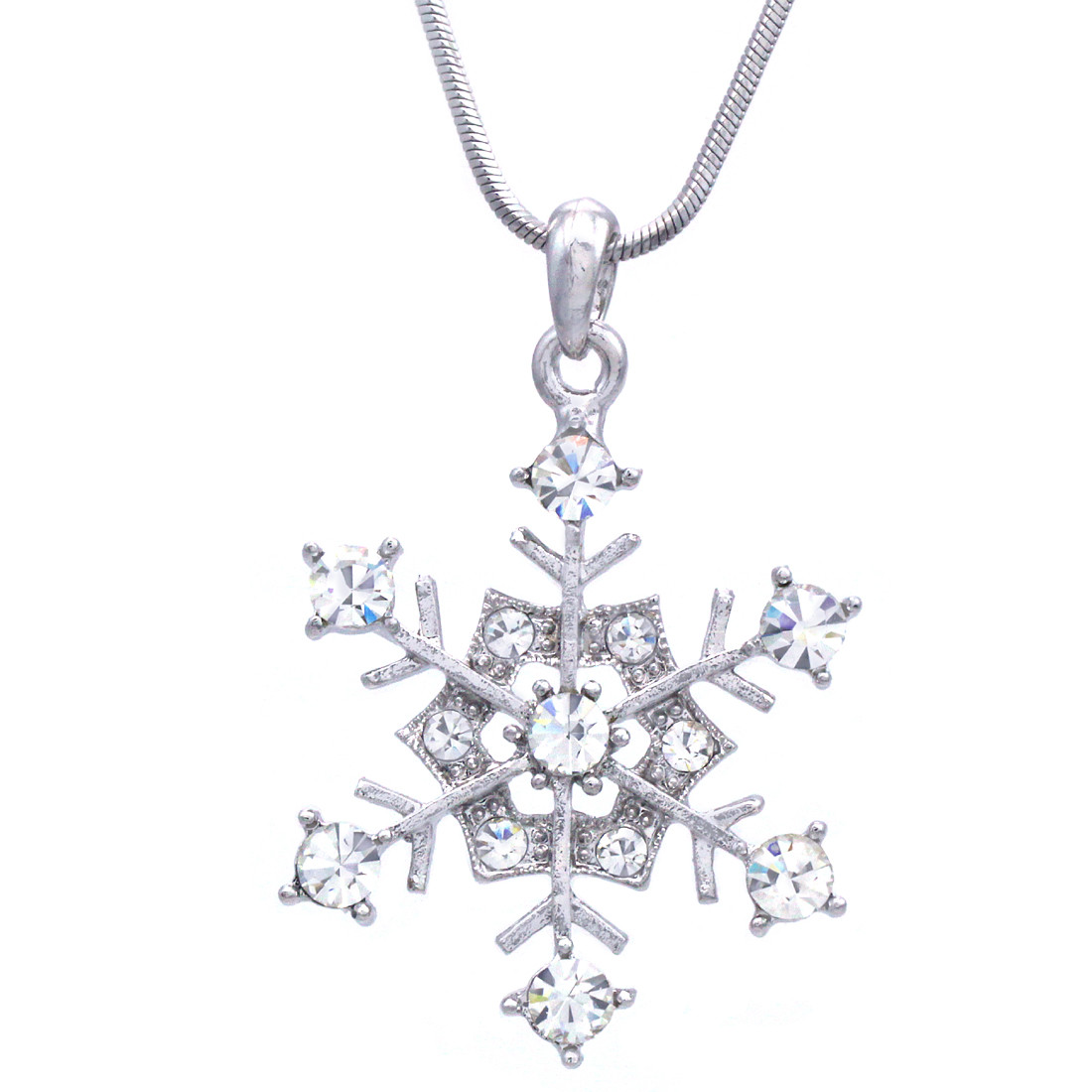 Snowflake Winter Christmas Bridesmaid Bridal Wedding Jewelry Necklace Pendant